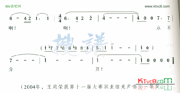 蓝色爱情海简谱-王莉演唱1