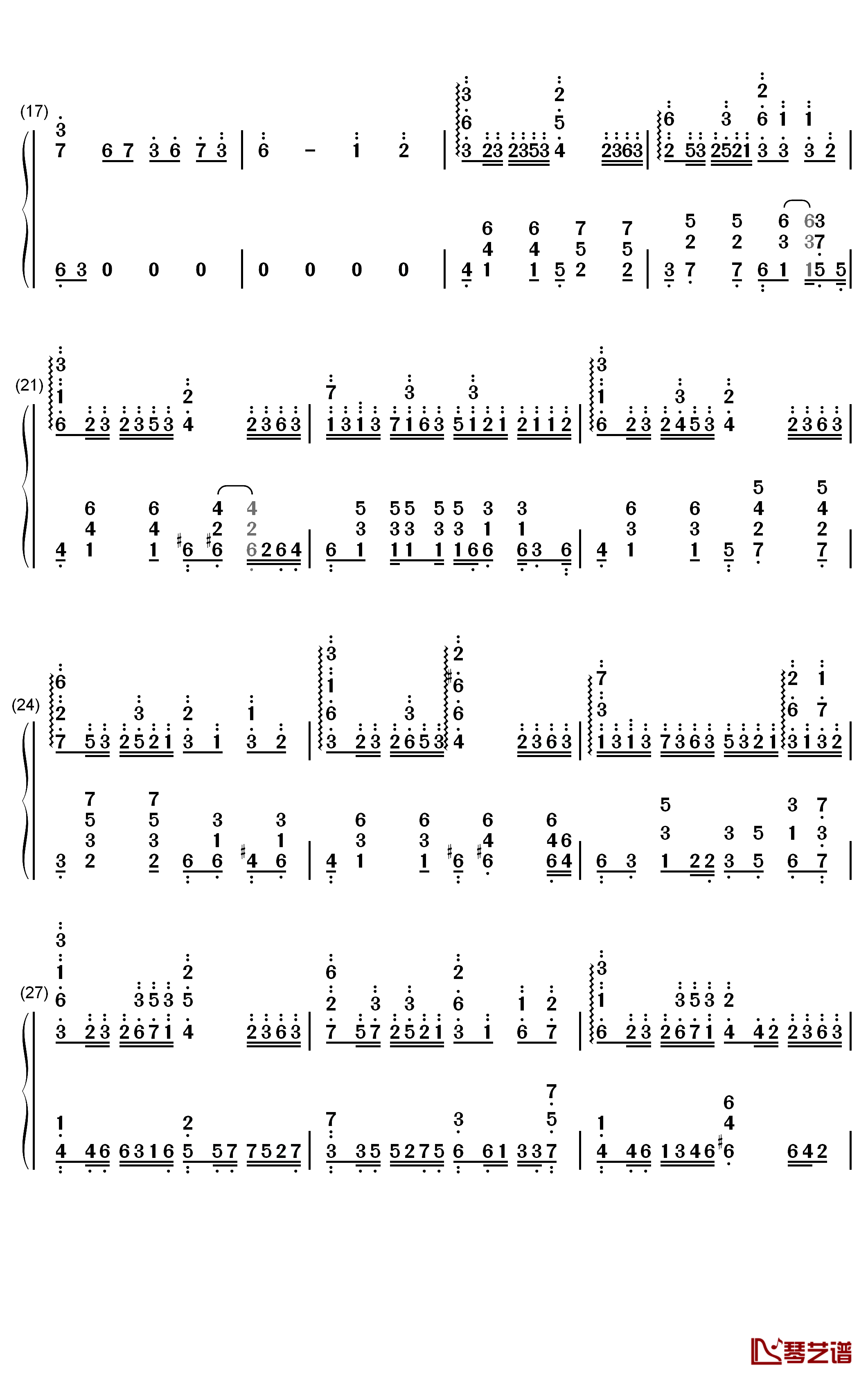 Letter钢琴简谱-数字双手-iris2