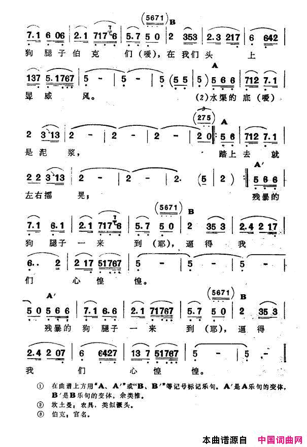 修渠歌新疆伊犁维吾尔民歌第一套《修渠歌》修渠歌新疆伊犁 维吾尔民歌 第一套《修渠歌》简谱1