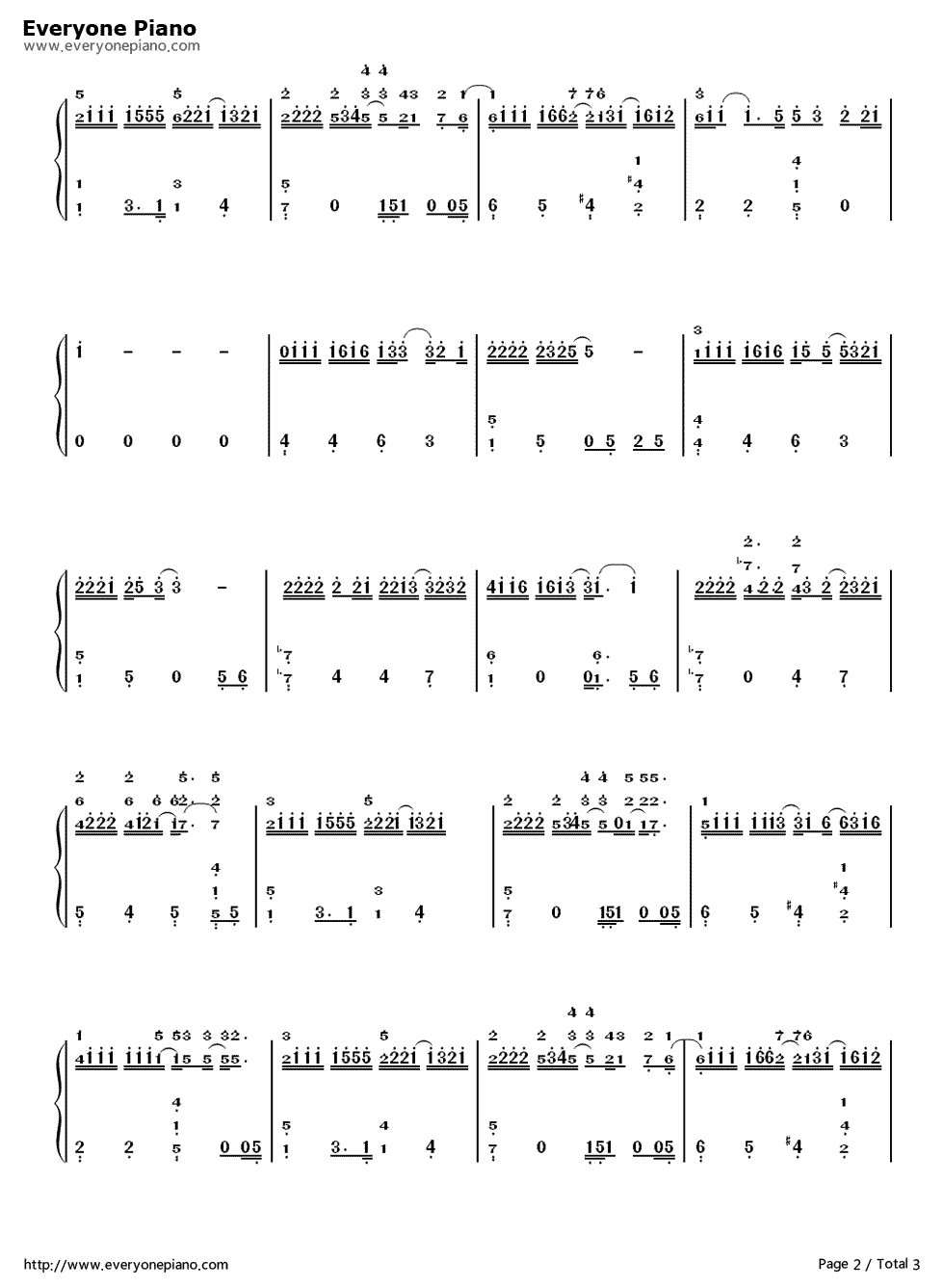 遇到简单版钢琴简谱-数字双手-方雅贤2