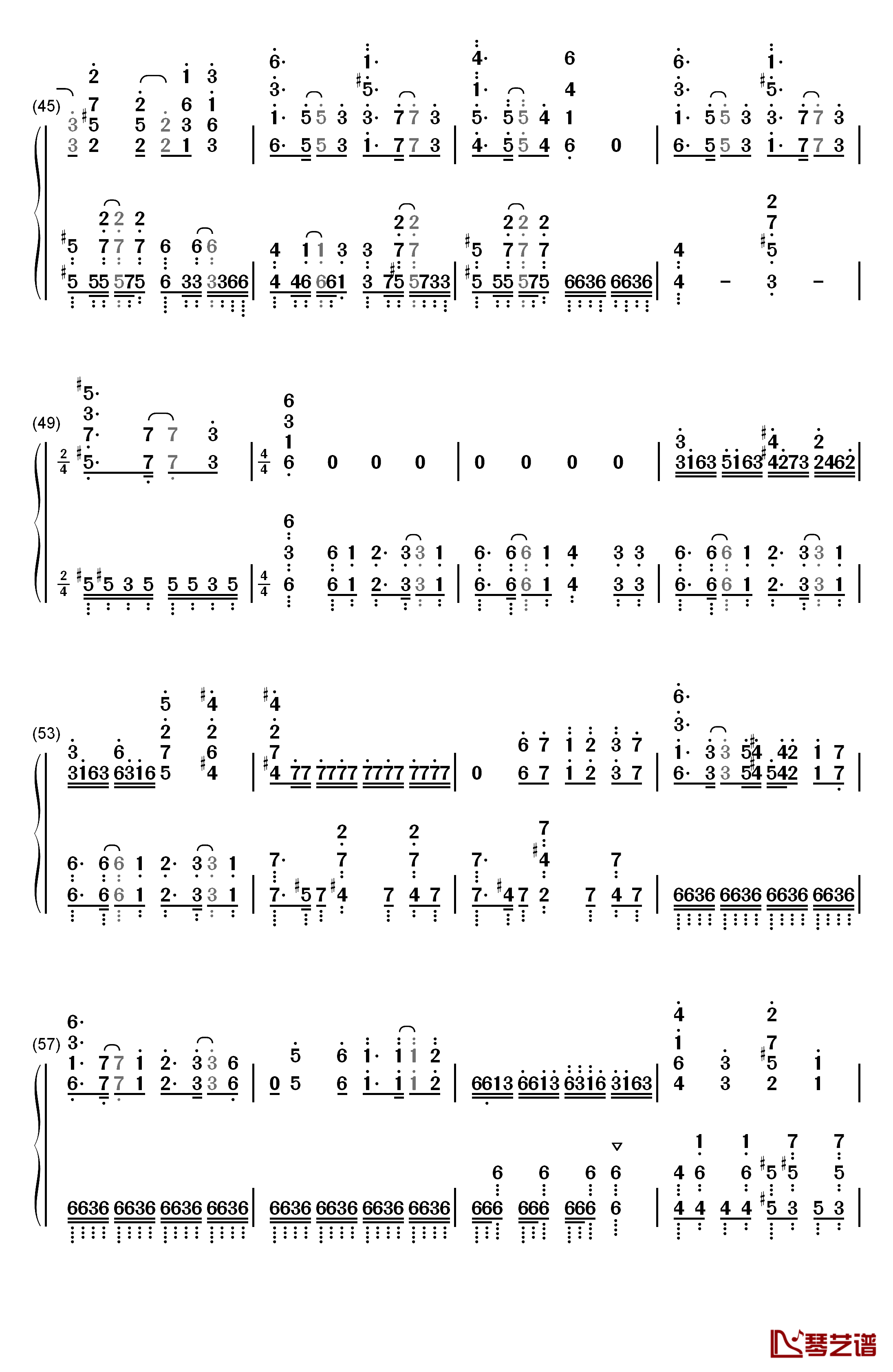 絶体絶命钢琴简谱-数字双手-Cö shu Nie4