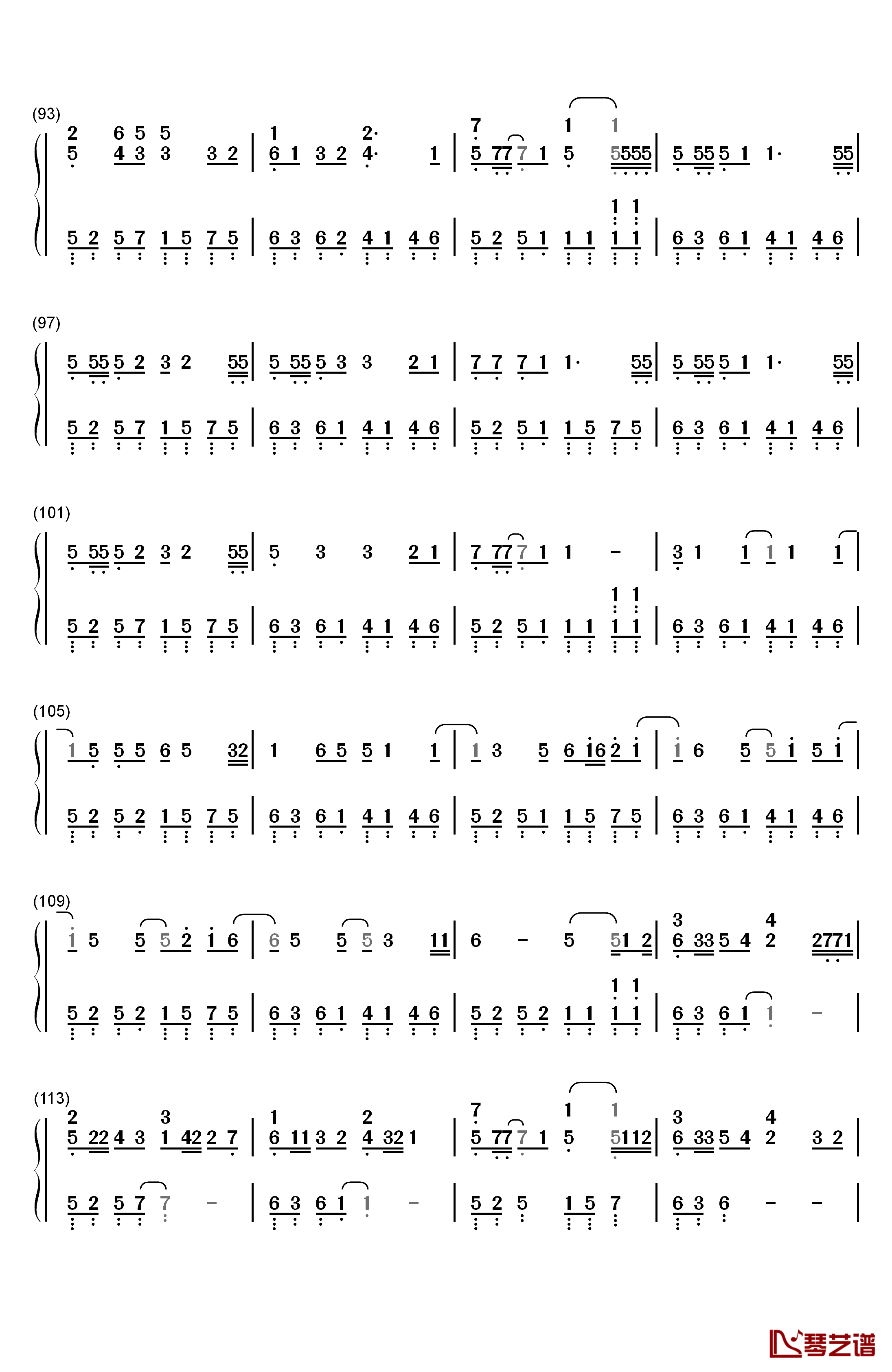 爱得更多…钢琴简谱-数字双手-西野加奈5