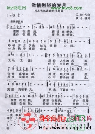 激情燃烧的岁月同名电视连续剧主题曲简谱1