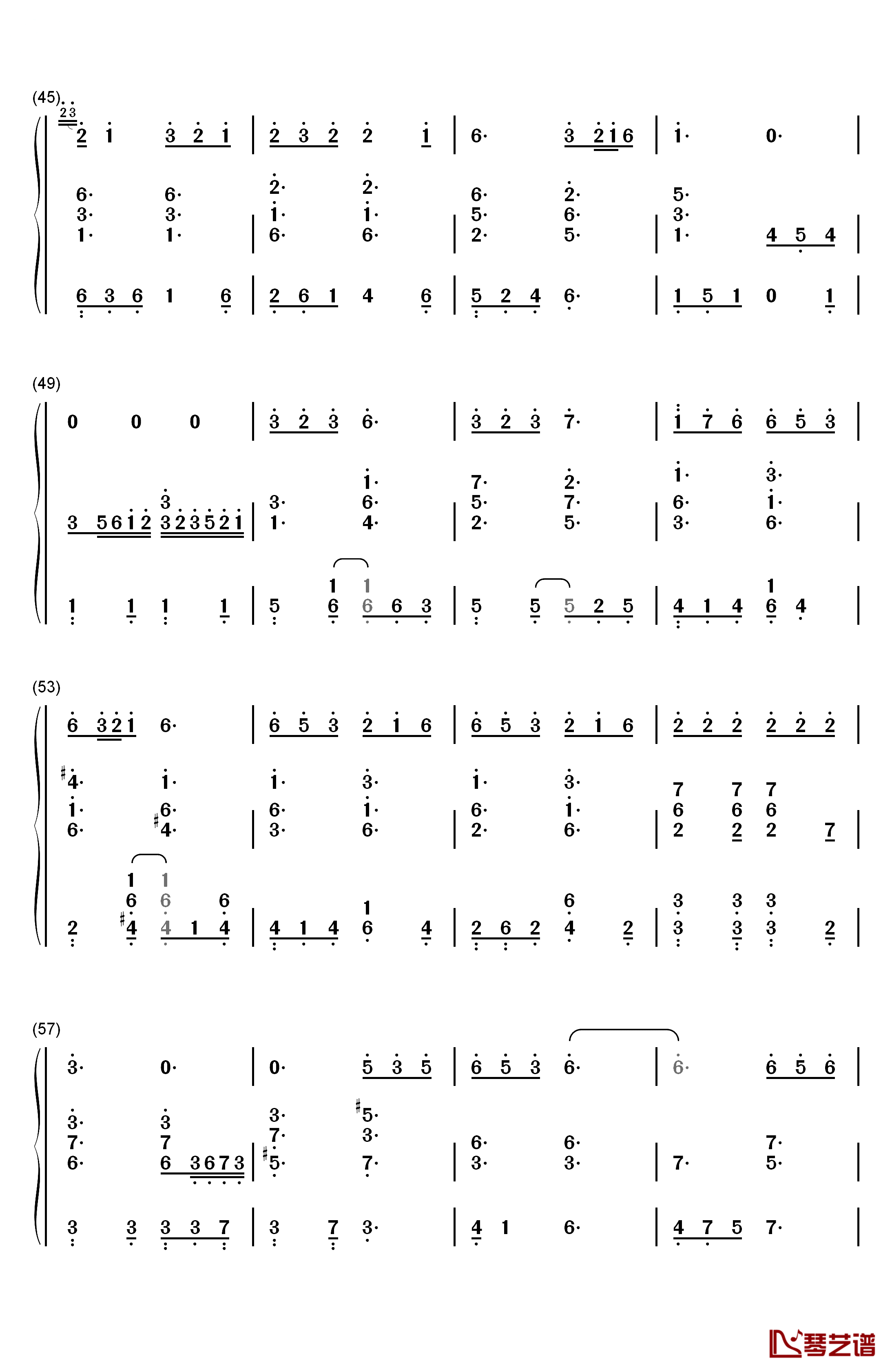 燕归巢钢琴简谱-数字双手-许嵩4