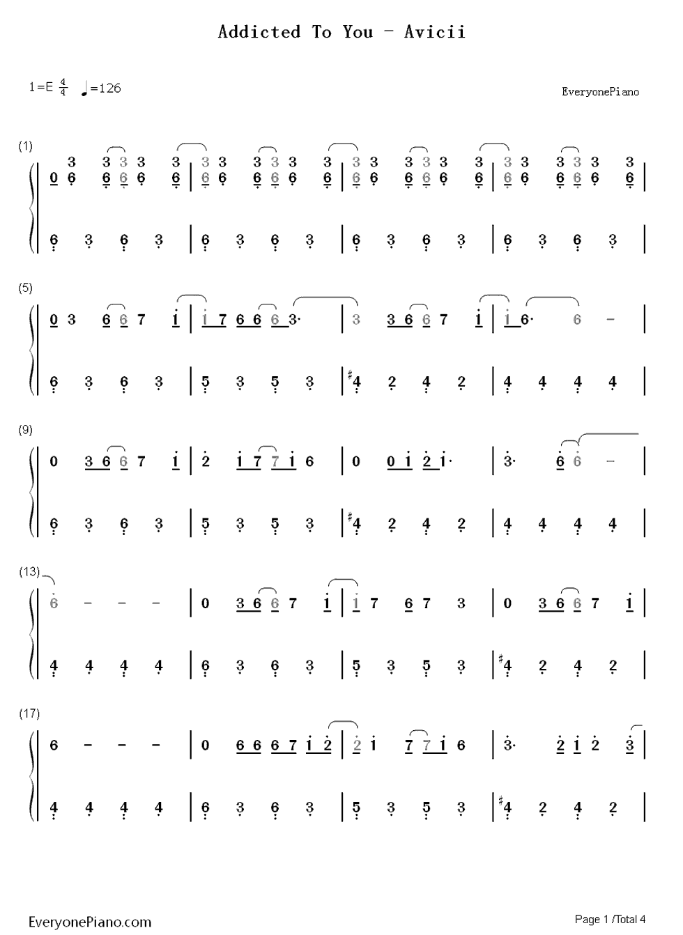 Addicted to You钢琴简谱-Avicii演唱1
