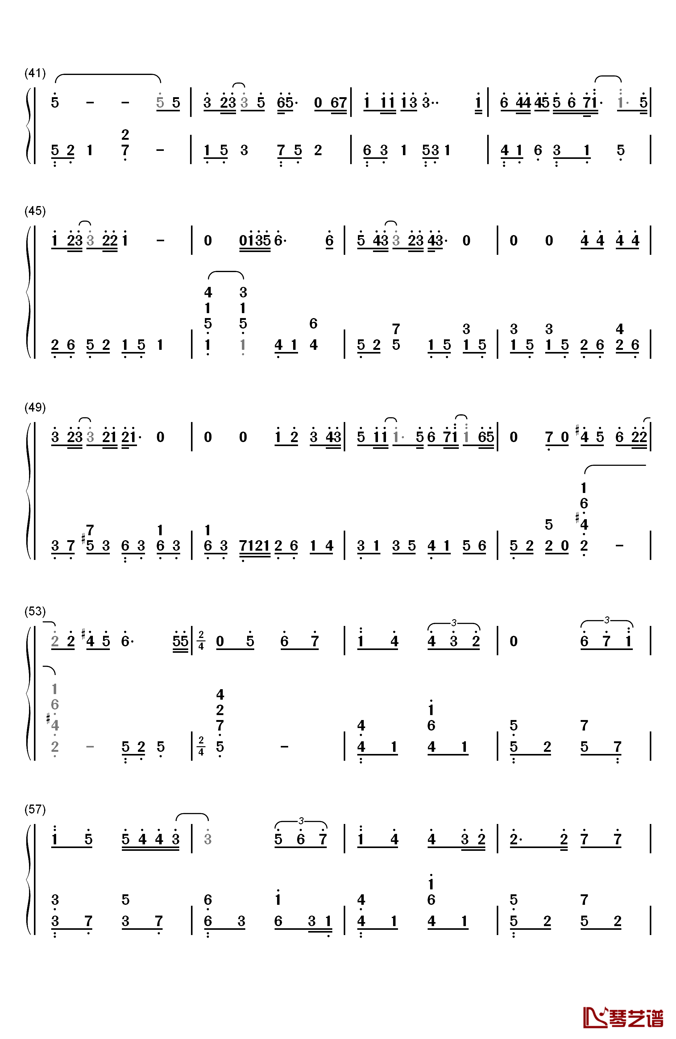 孤单心事钢琴简谱-数字双手-蓝又时3