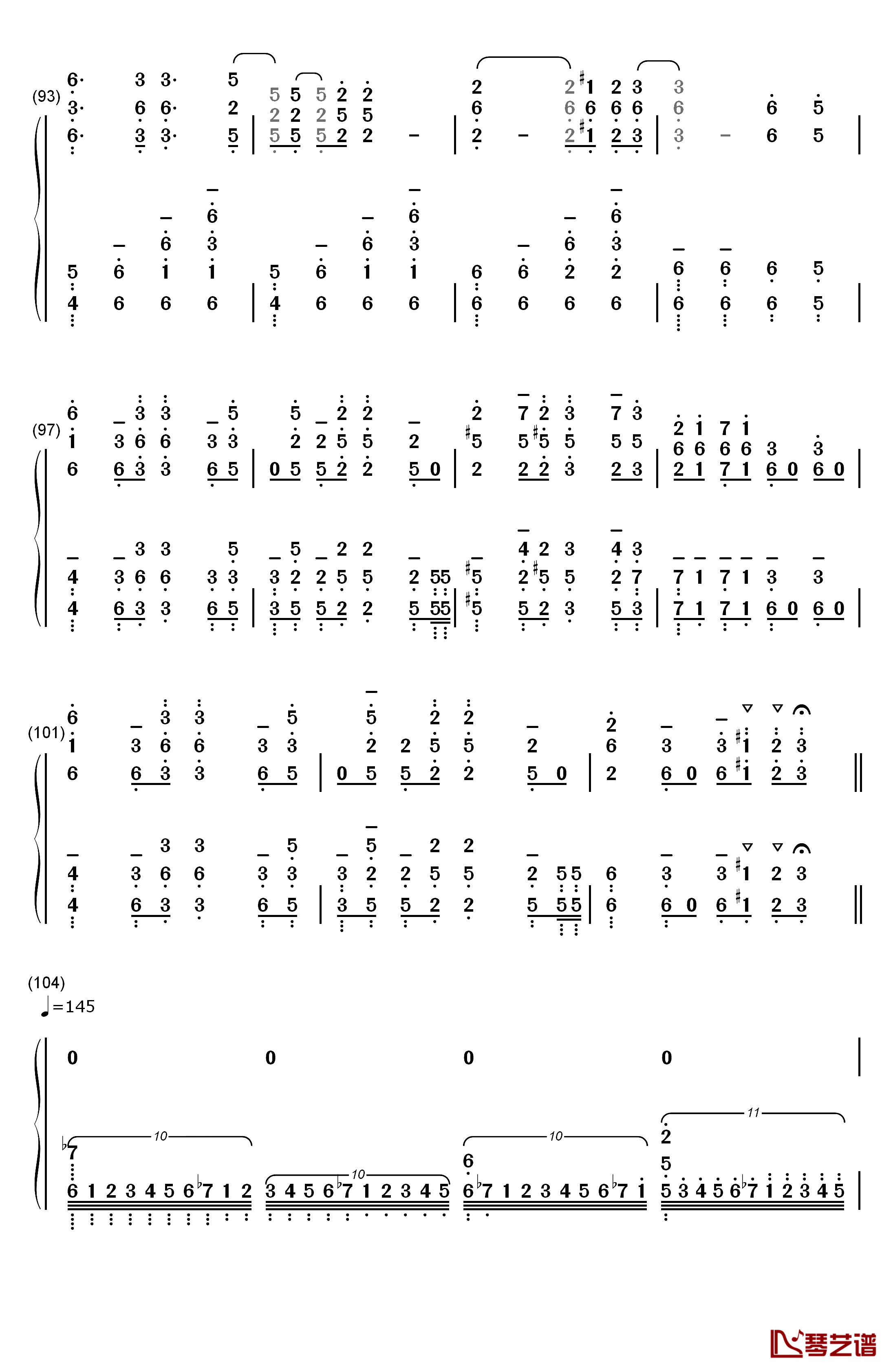 ココロ钢琴简谱-数字双手-镜音リン8