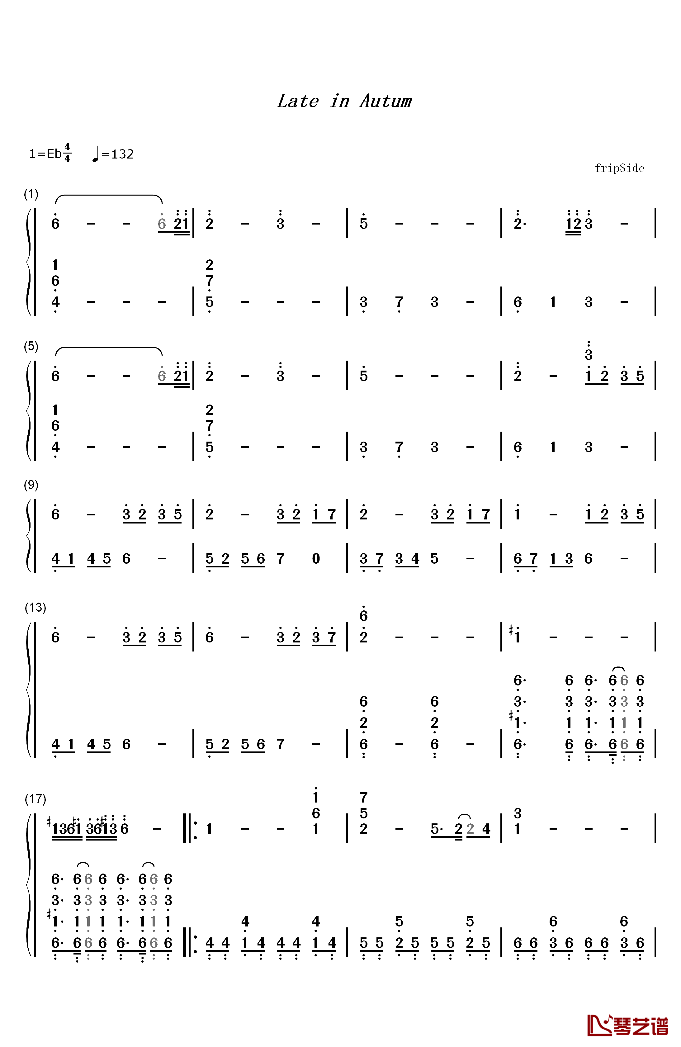 Late in Autumn钢琴简谱-数字双手-fripSide1