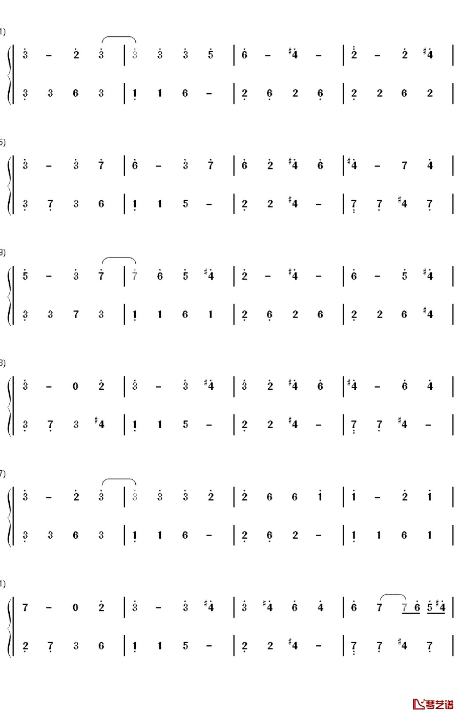 追寻钢琴简谱-数字双手-Music゛◆伤逝ゝ2