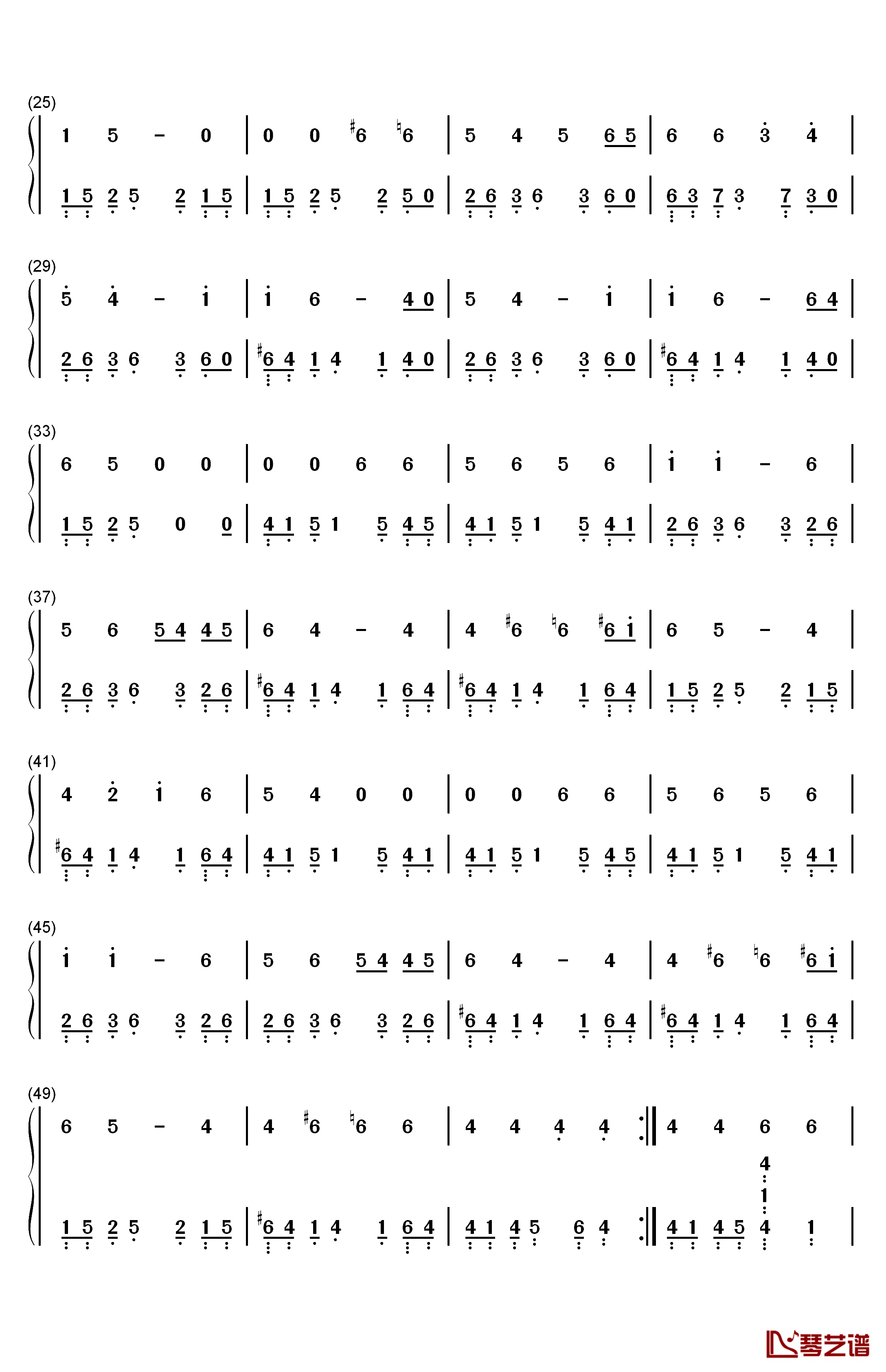 你听得到钢琴简谱-数字双手-周杰伦2