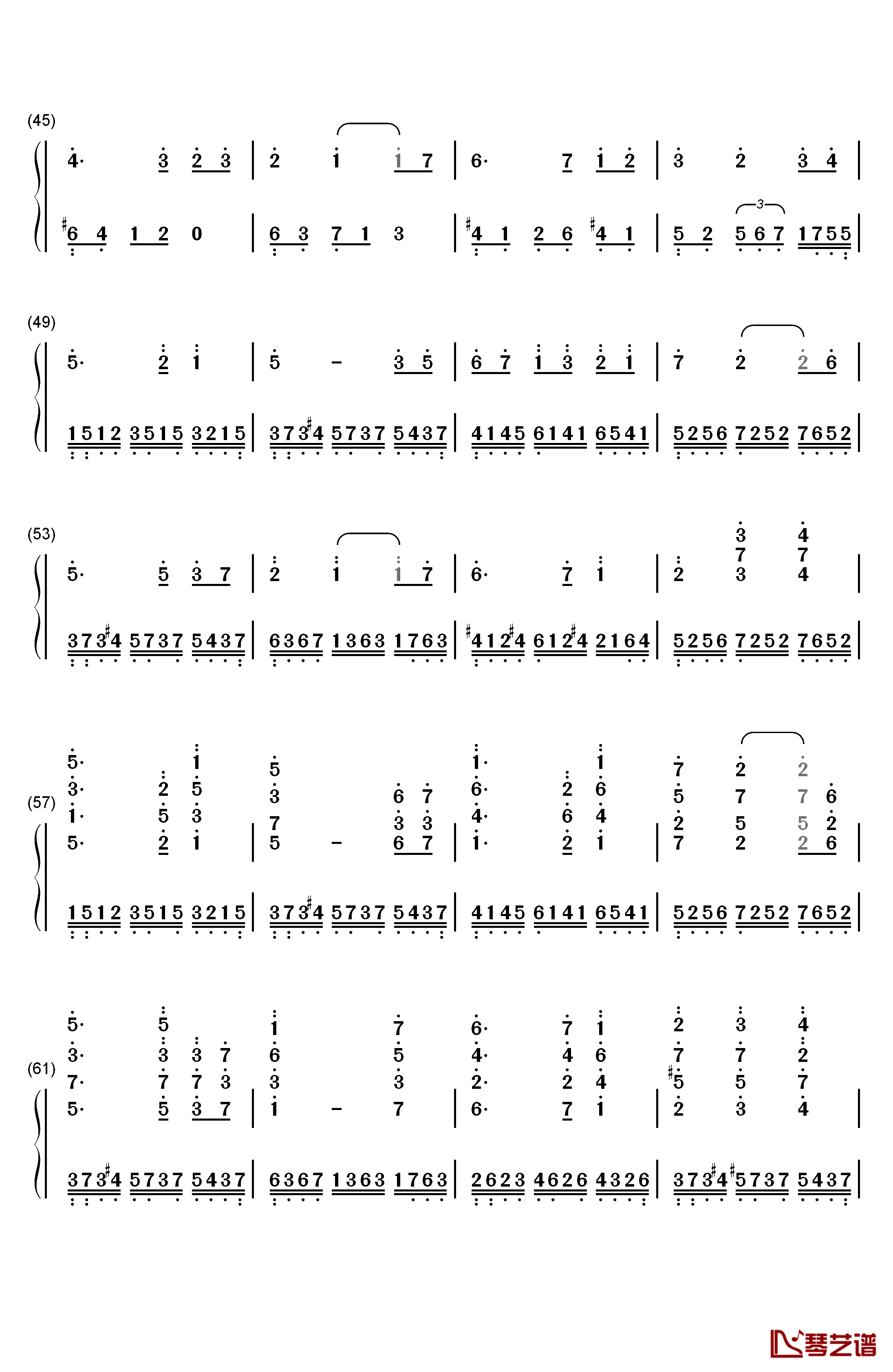 水之韵钢琴简谱-数字双手-鲜远3