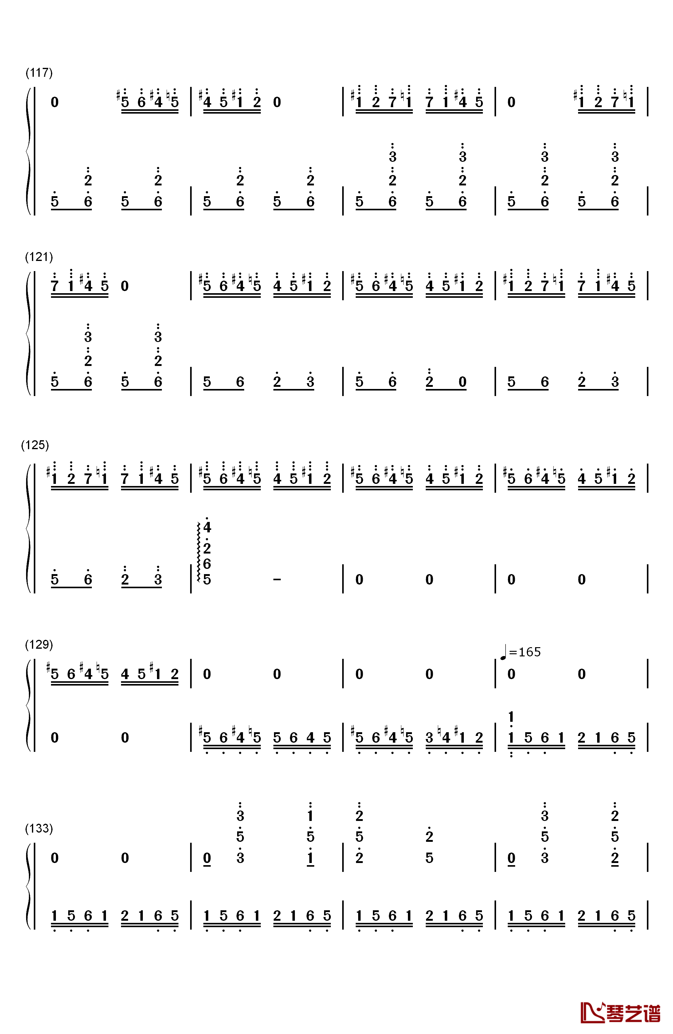 百鸟朝凤钢琴简谱-数字双手-王建中7