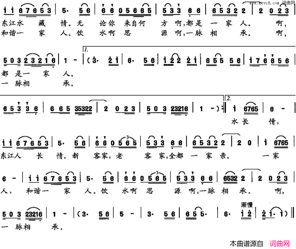 东江情简谱1