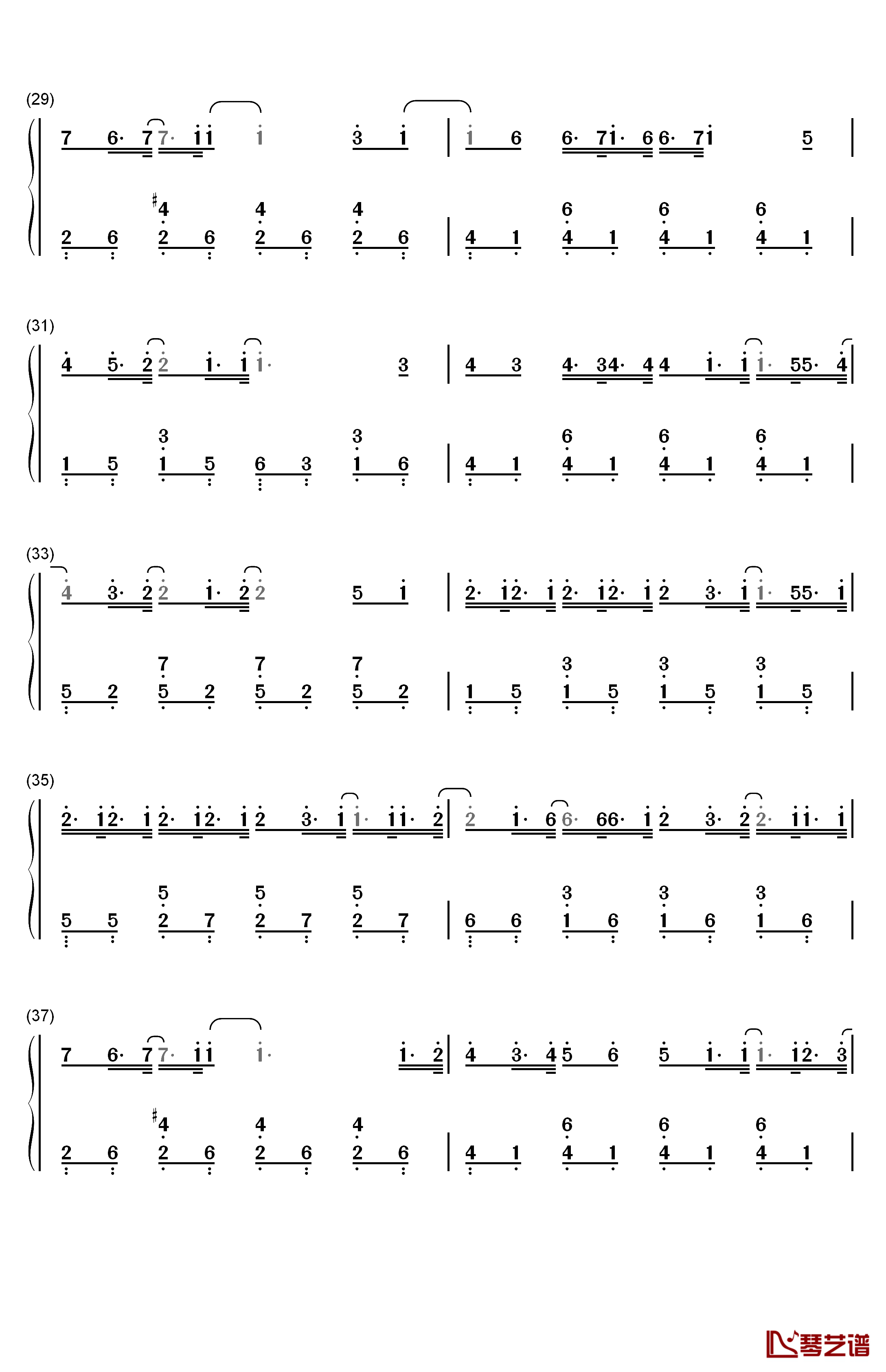 クリスマスソング钢琴简谱-数字双手-back number3