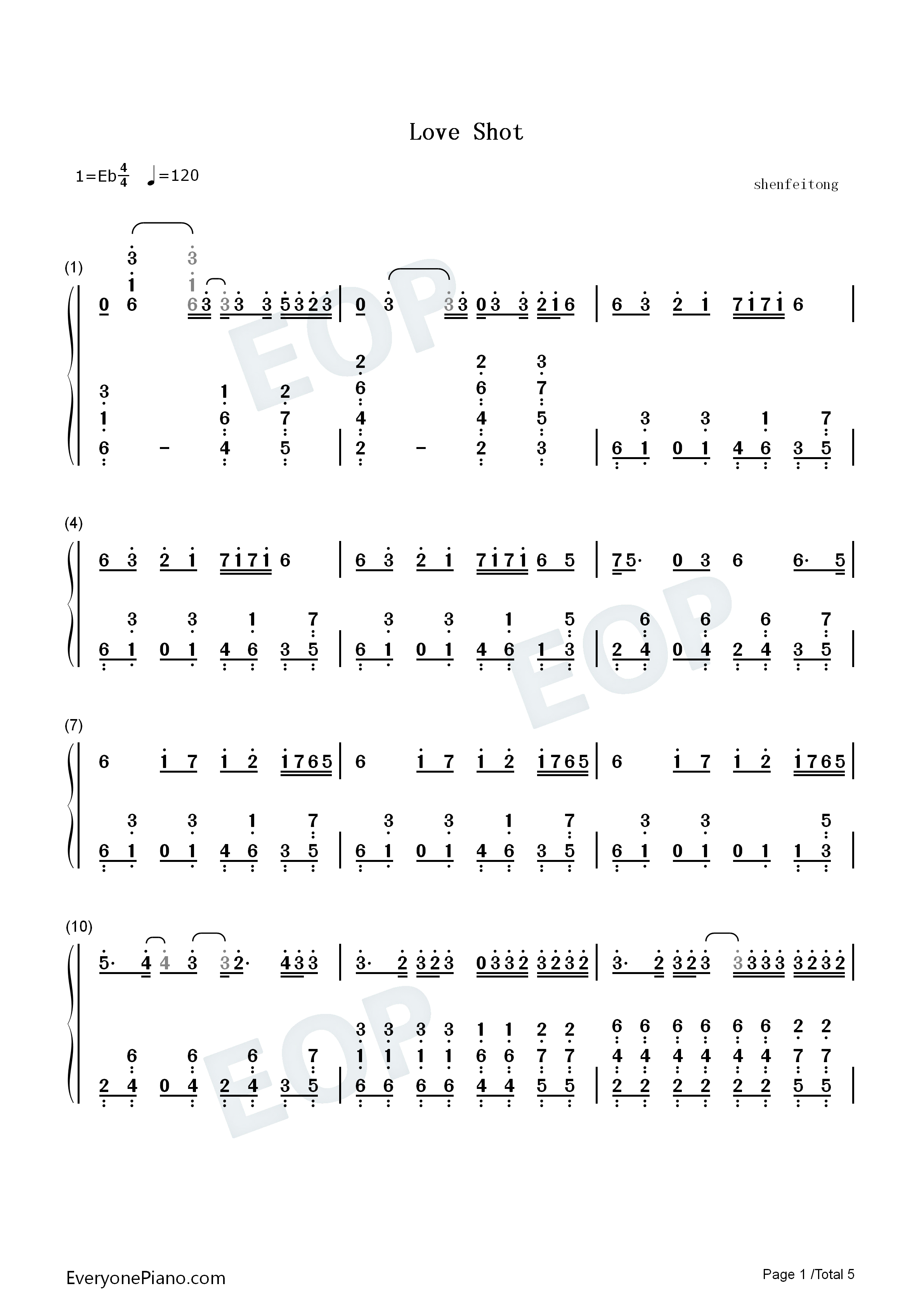 Love Shot钢琴简谱-EXO演唱1
