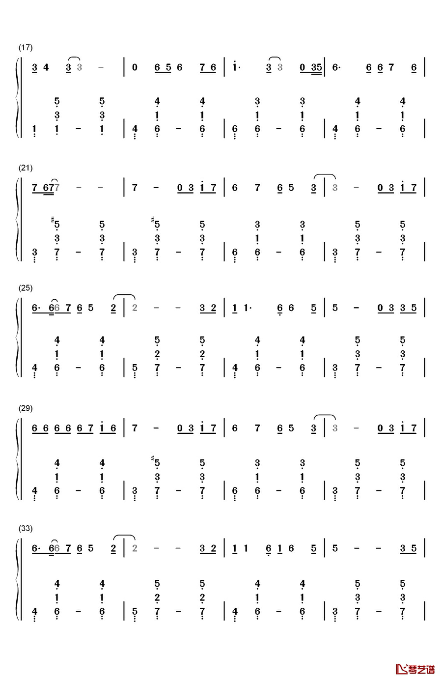 亲爱的不要离开我钢琴简谱-数字双手-刘嘉亮2