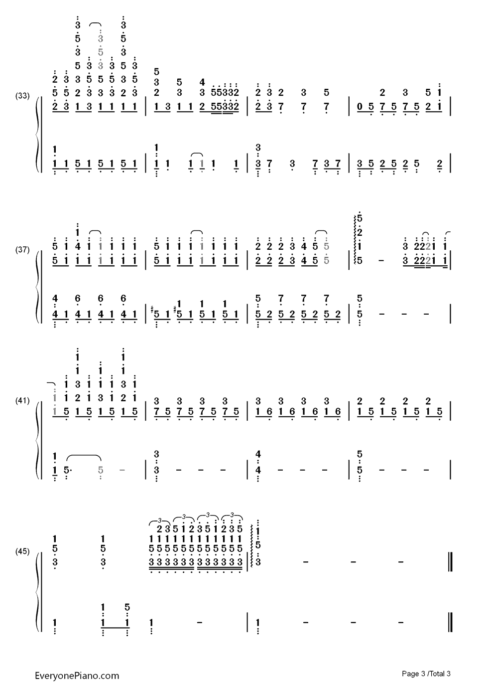 勇敢的心钢琴简谱-数字双手-汪峰3