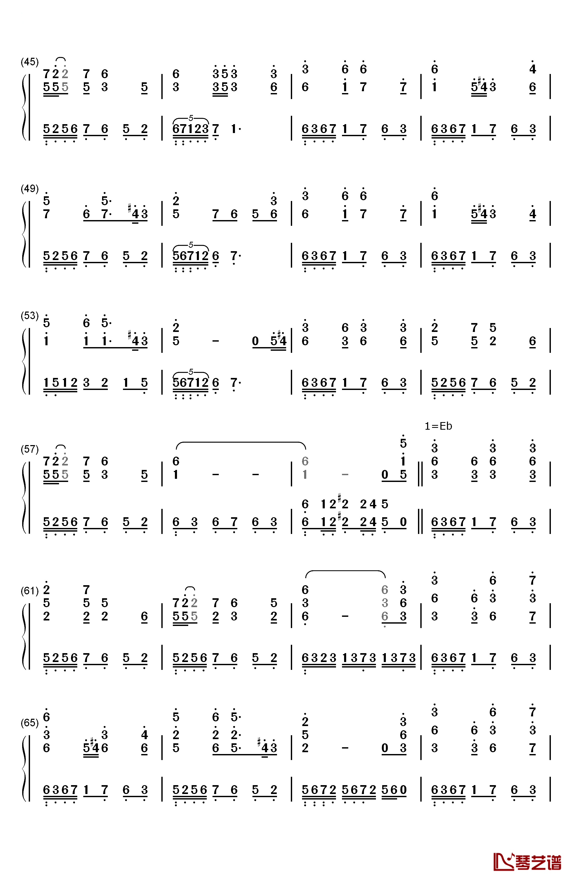 史班赛山钢琴简谱-数字双手-未知3