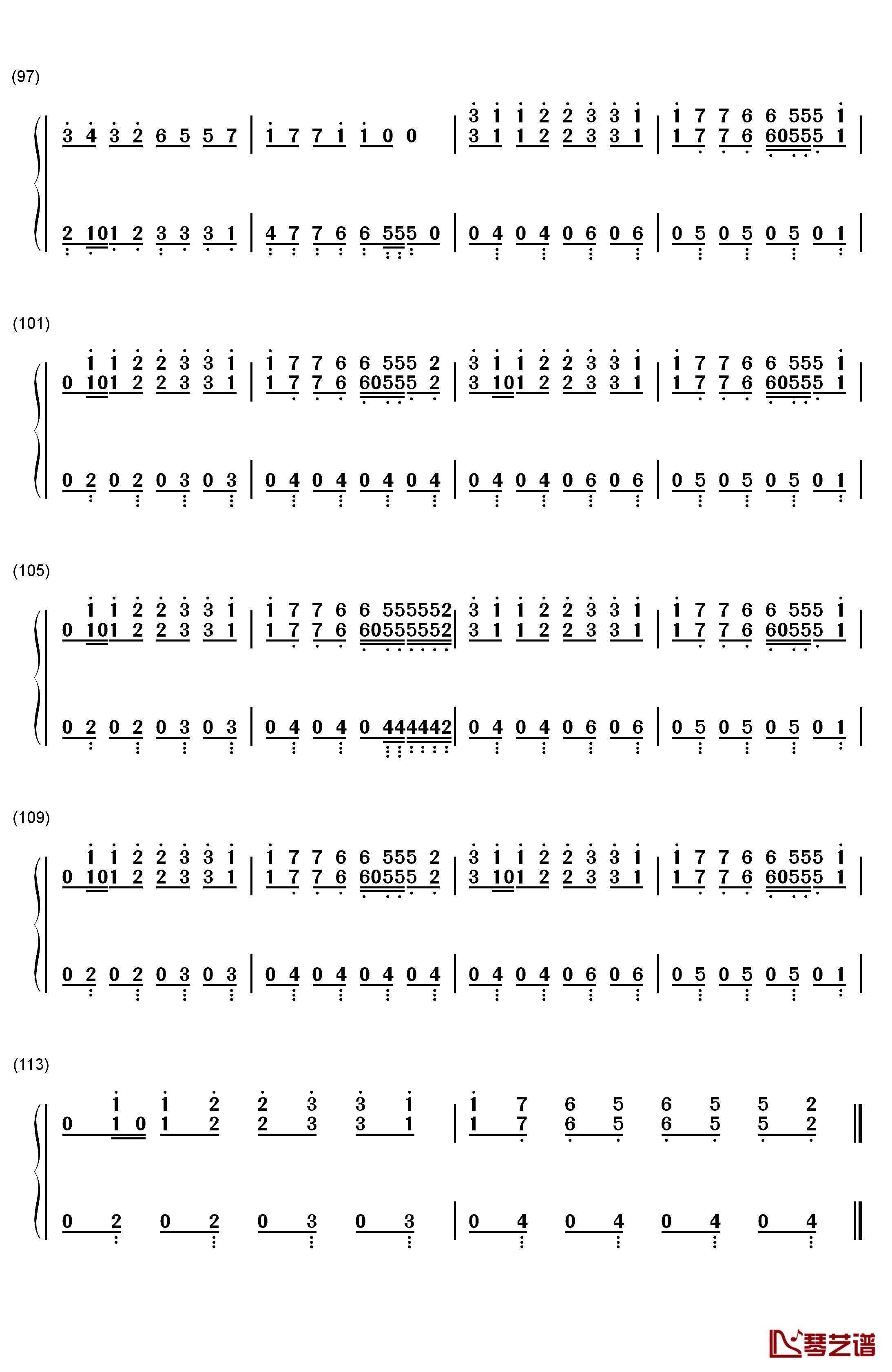 Summer钢琴简谱-数字双手-Calvin Harris6