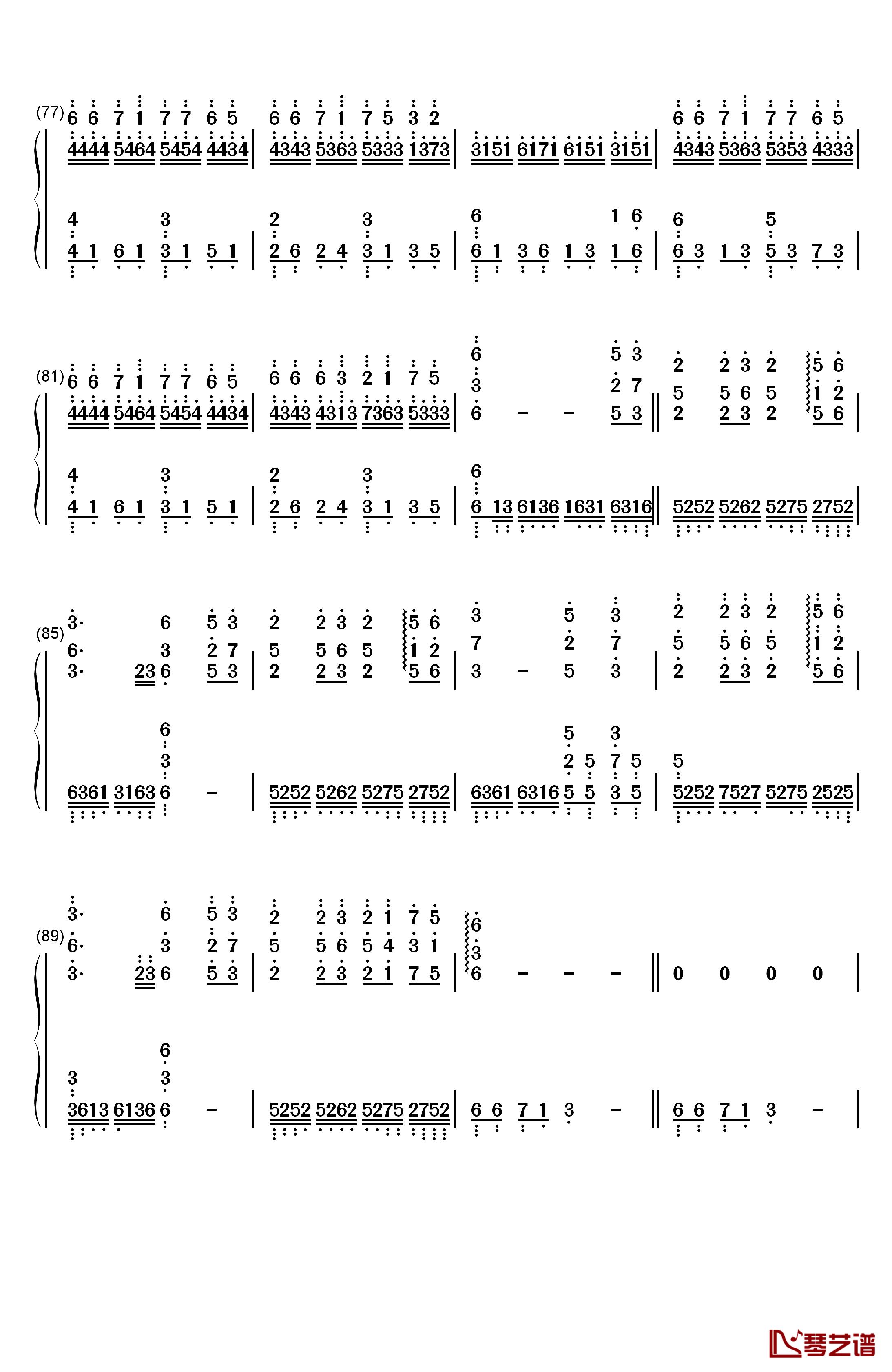 风之谷钢琴简谱-数字双手-未知5