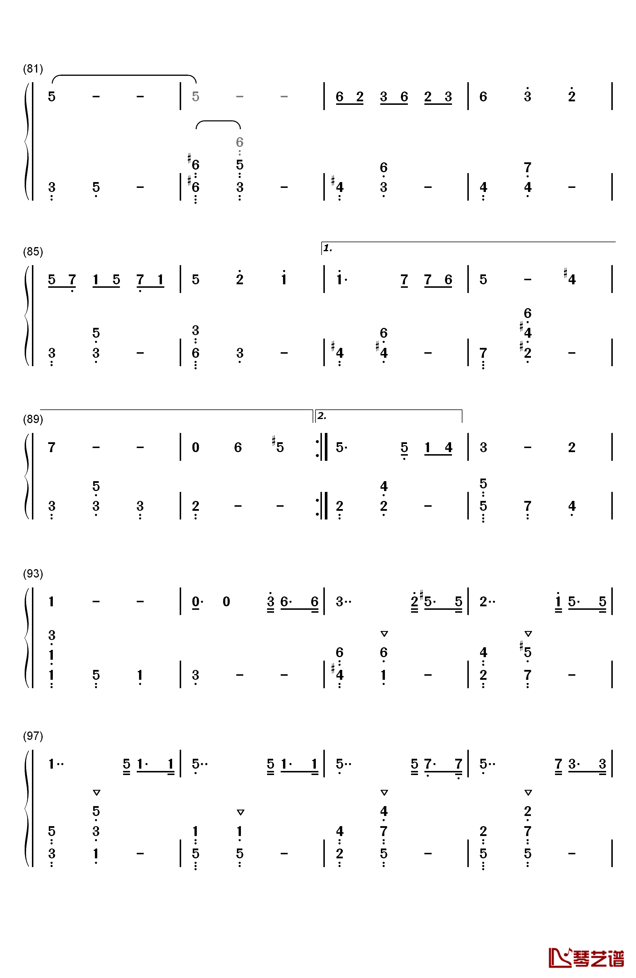 水面のワルツ钢琴简谱-数字双手-西村由纪江5