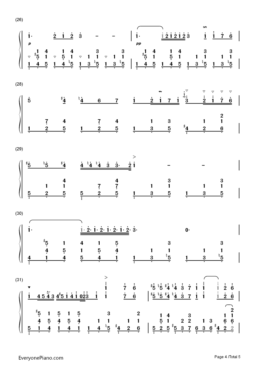 肖邦夜曲第二首钢琴简谱-数字双手-肖邦4