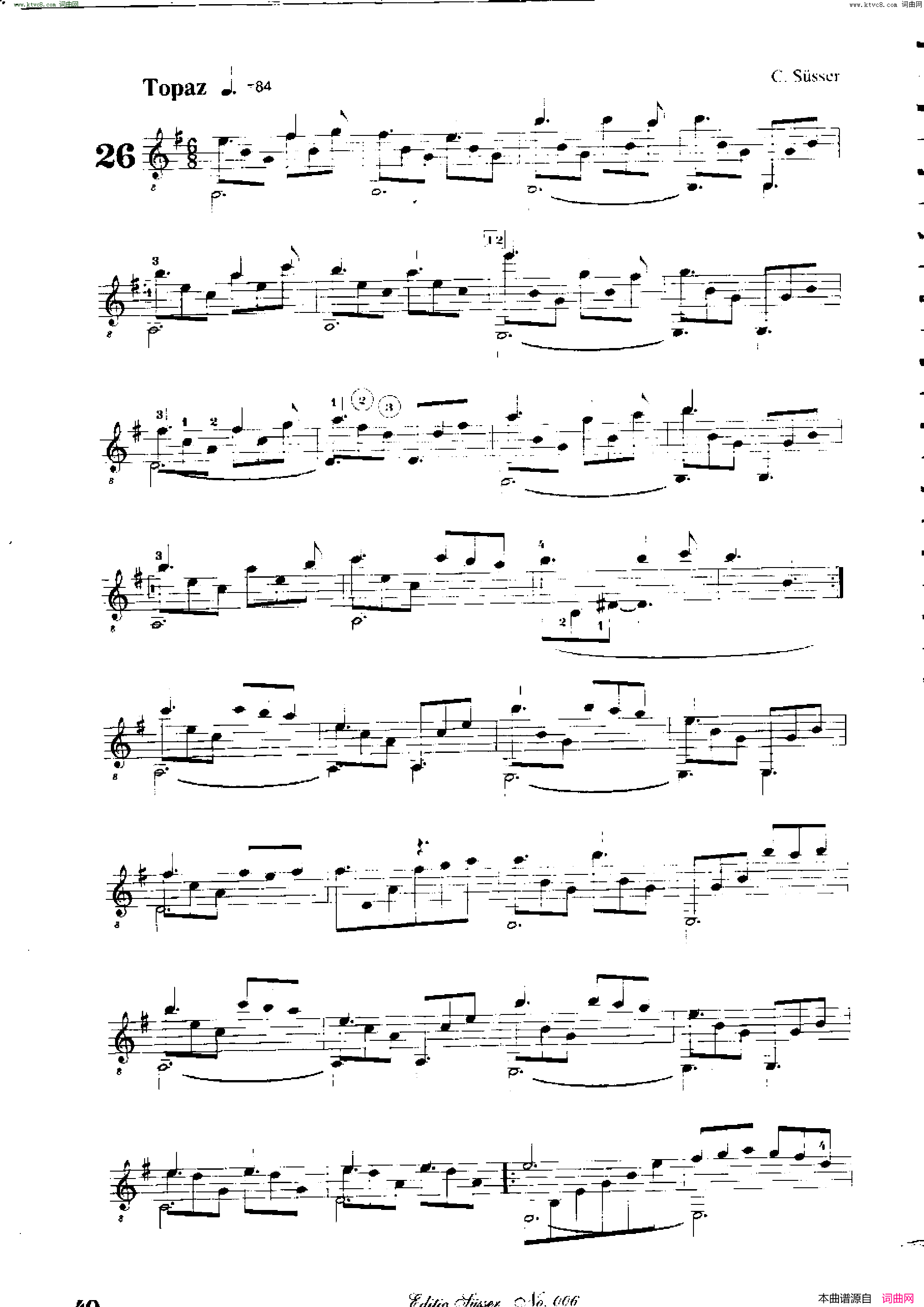 Classical guitar－Susser Ctibor_No 6, Fantazie ze sveta mineralu简谱1
