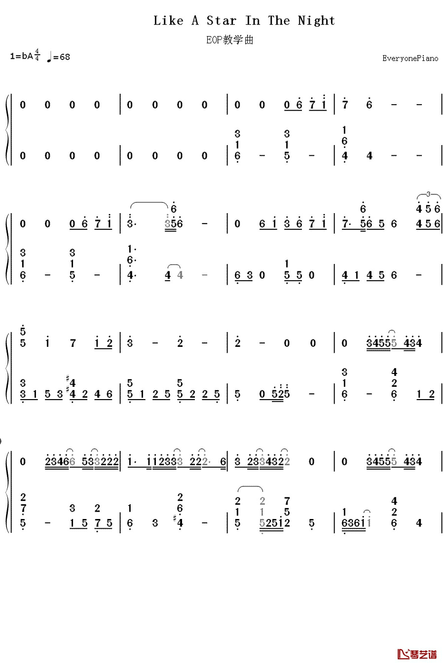 Like a star in the night钢琴简谱-数字双手-仓木麻衣1