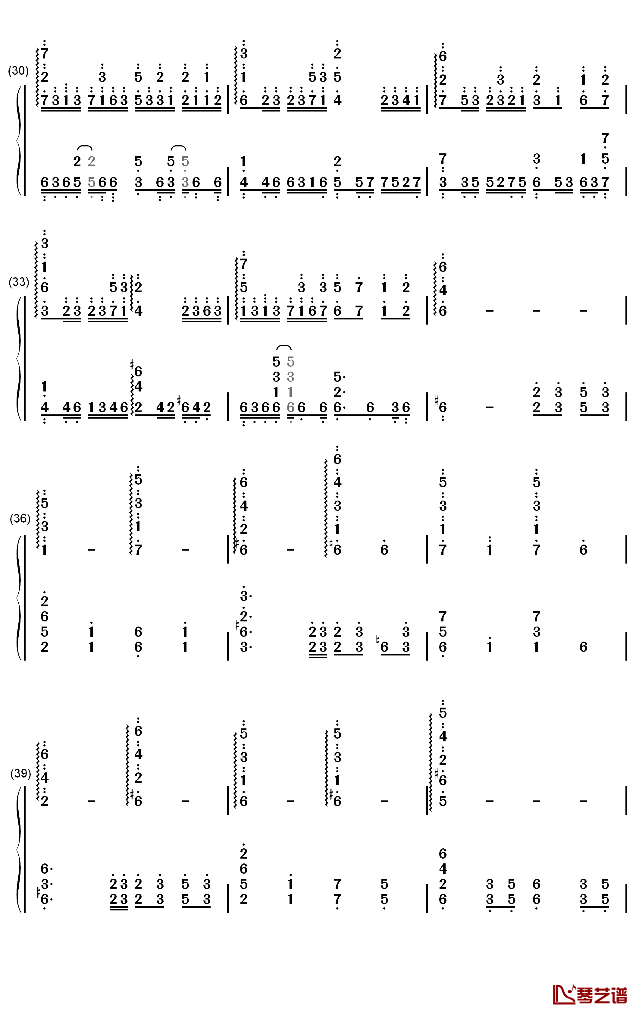 Letter钢琴简谱-数字双手-iris3