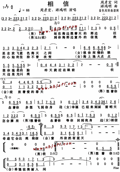 相信--周彦宏、游鸿明简谱1