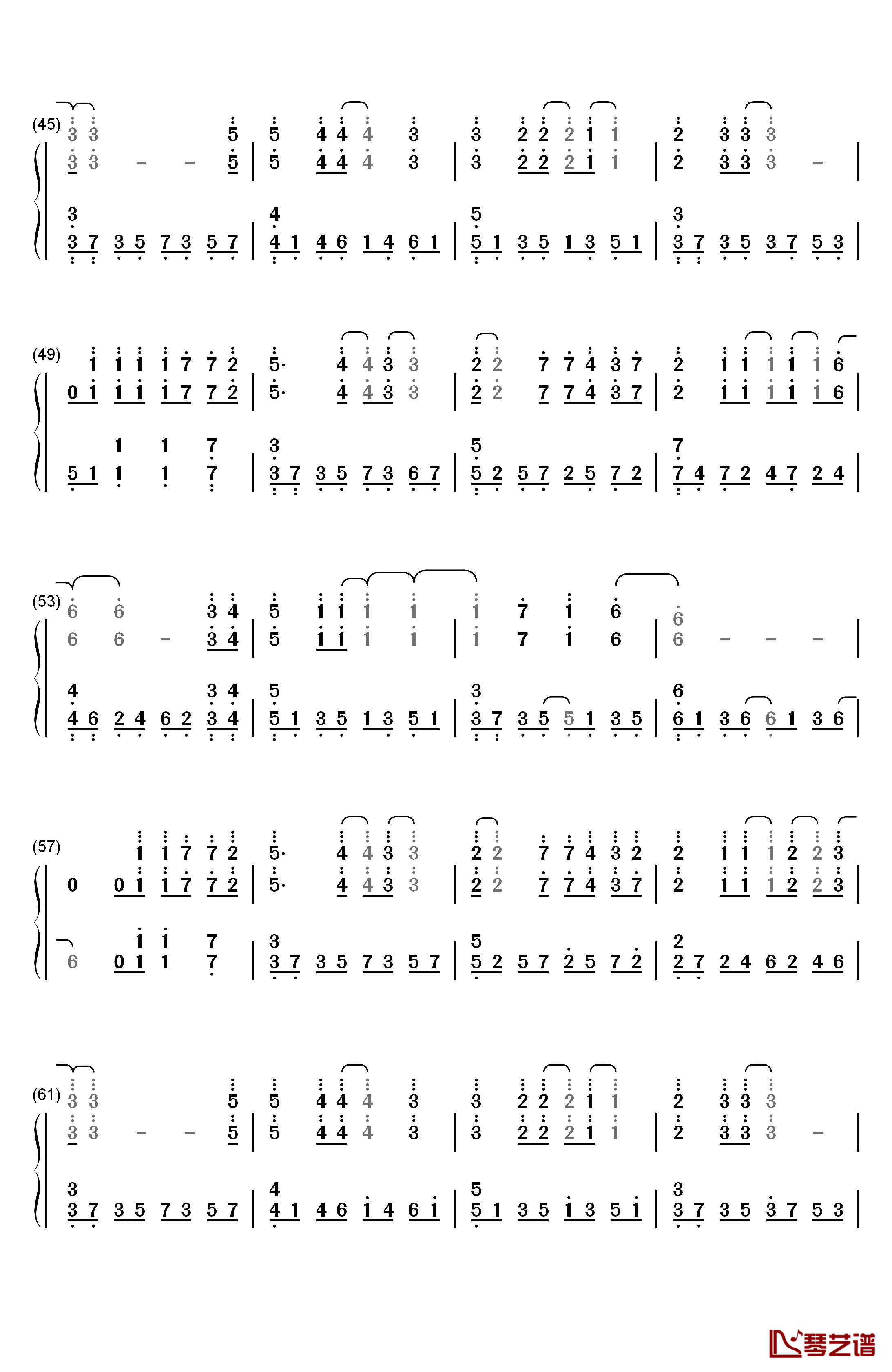 放弃爱你钢琴简谱-数字双手-胡文婧3