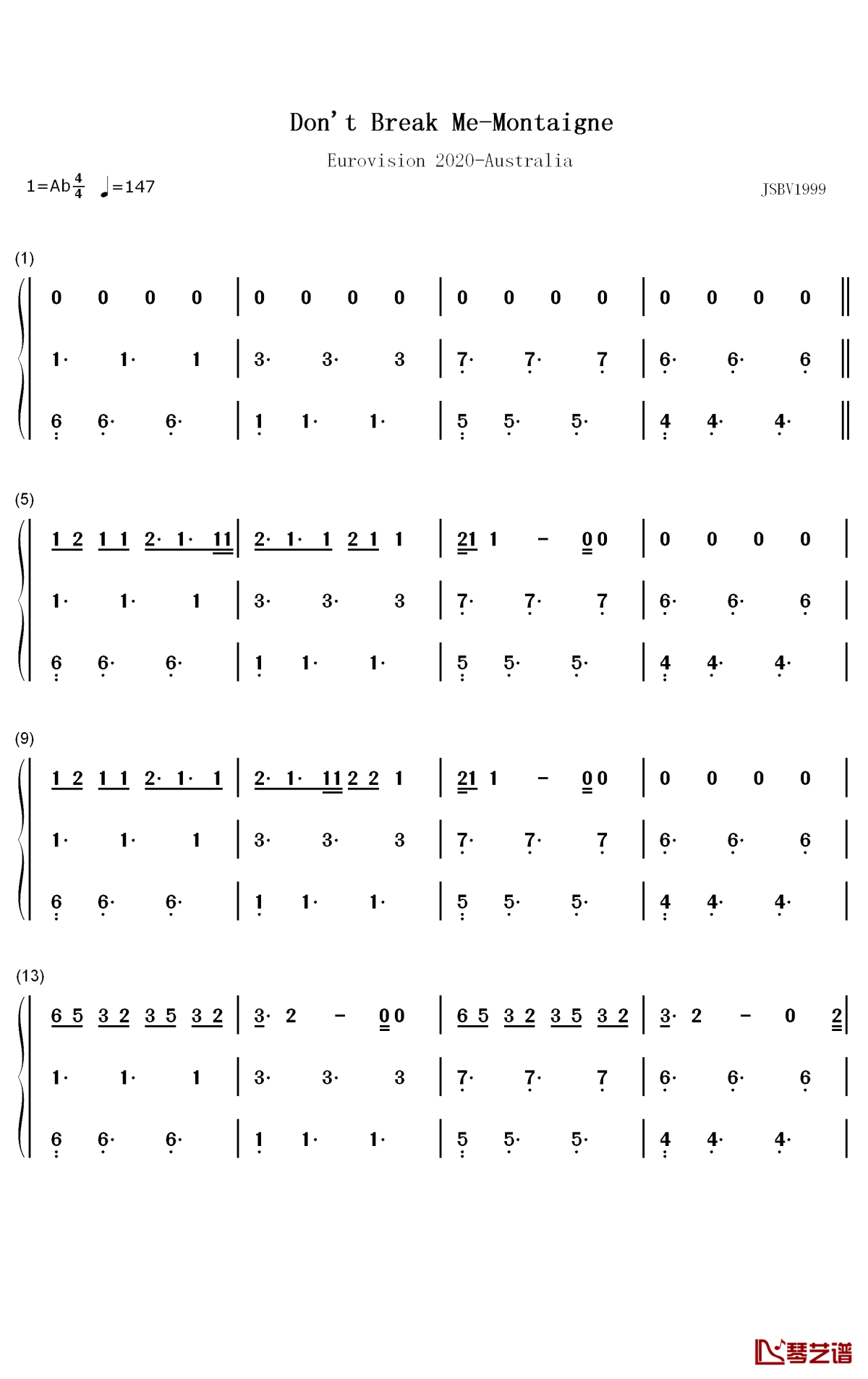 Dont Break Me钢琴简谱-数字双手-Montaigne1