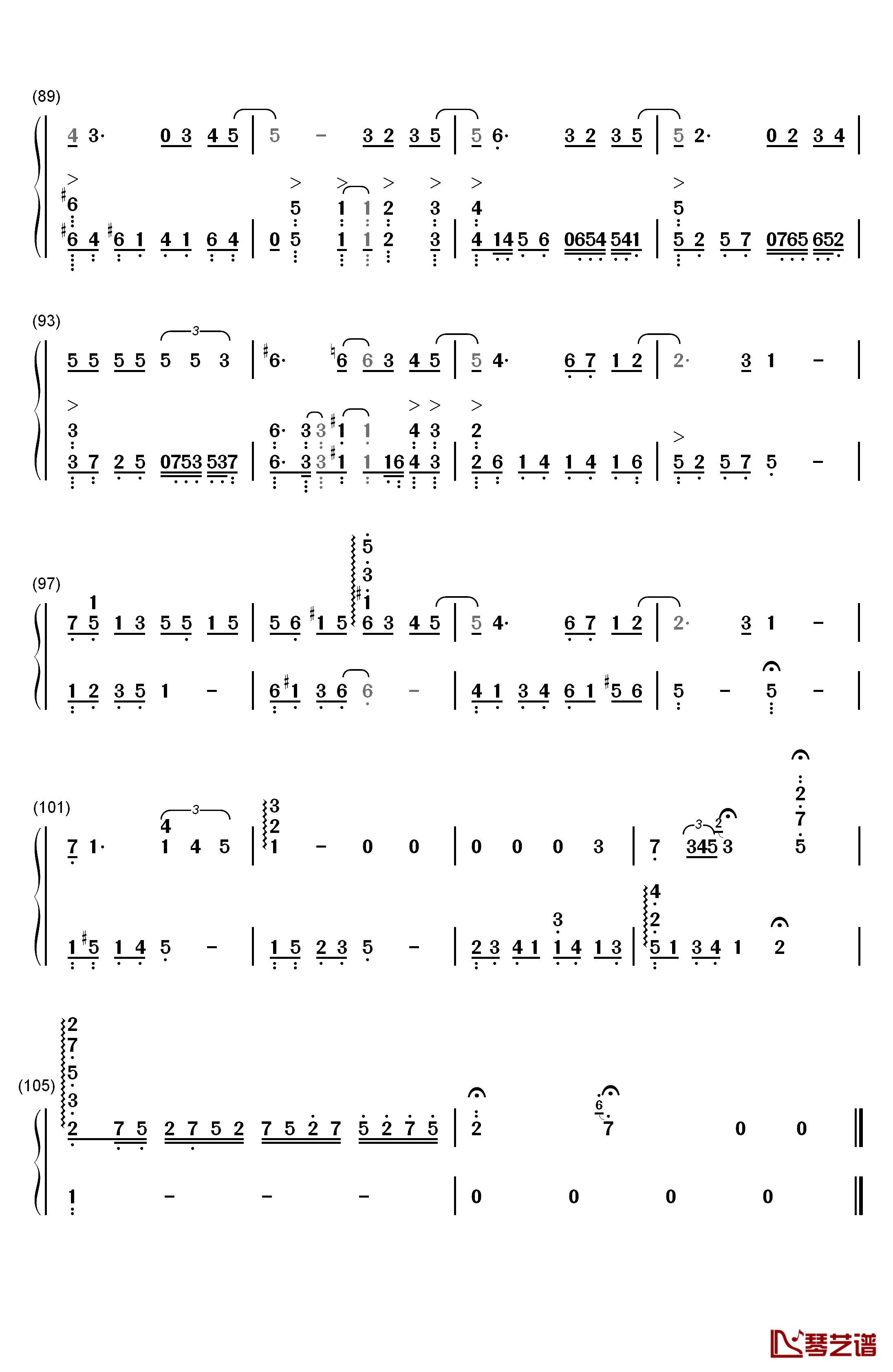 忘记拥抱钢琴简谱-数字双手-A-Lin5