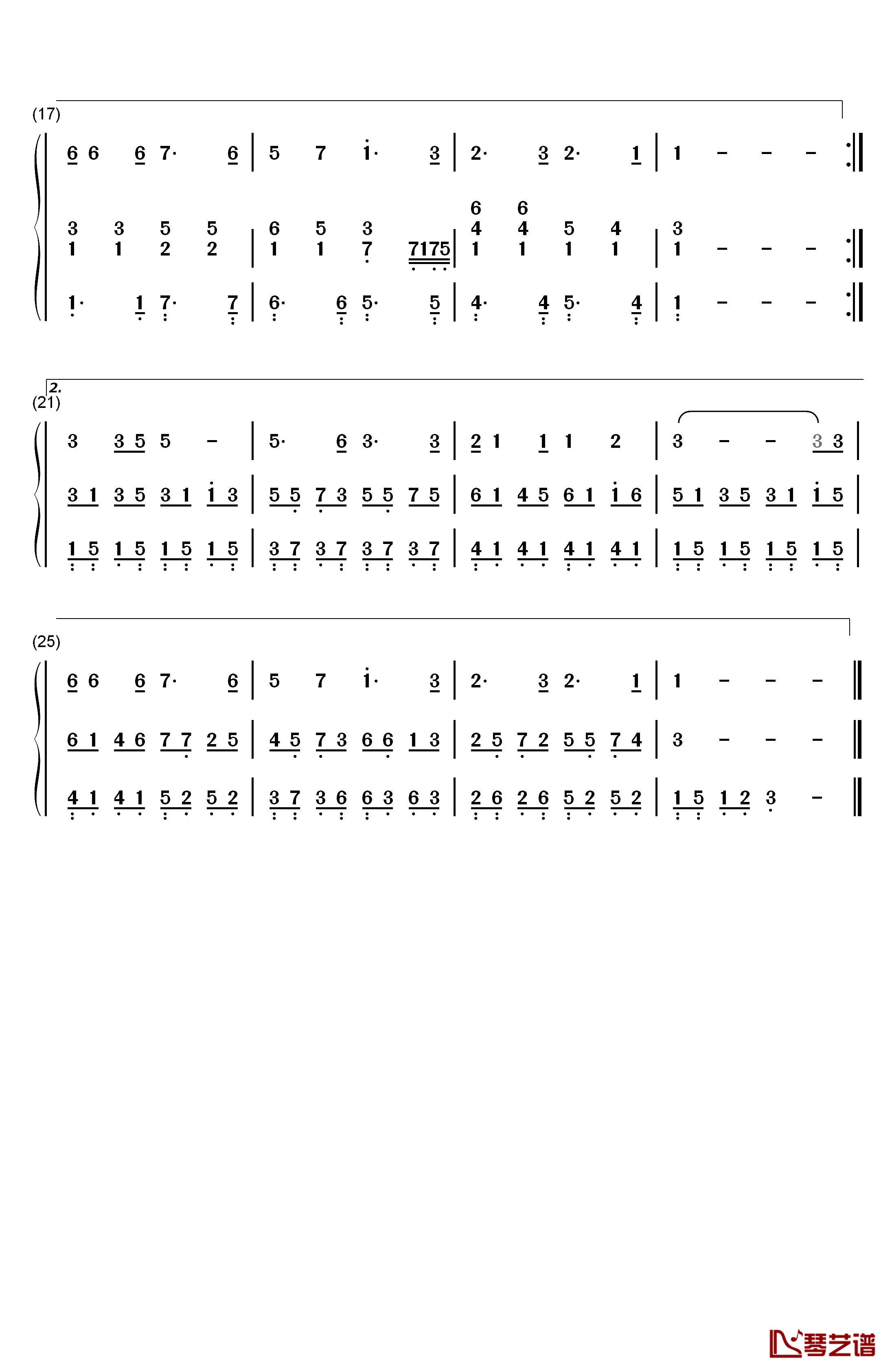 赞美之泉钢琴简谱-数字双手-游智婷2