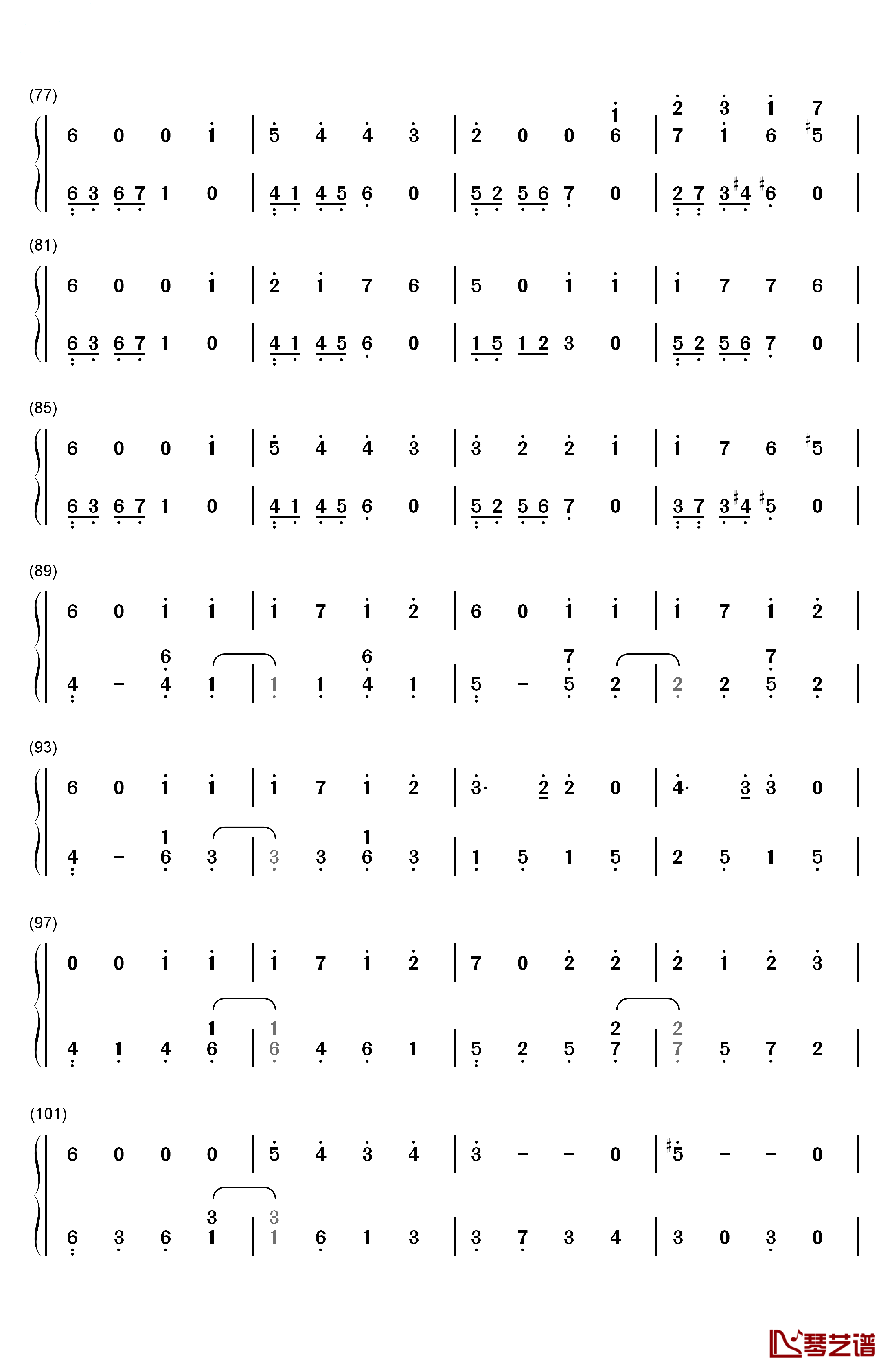 嘘つきのパレード钢琴简谱-数字双手-初音未来4