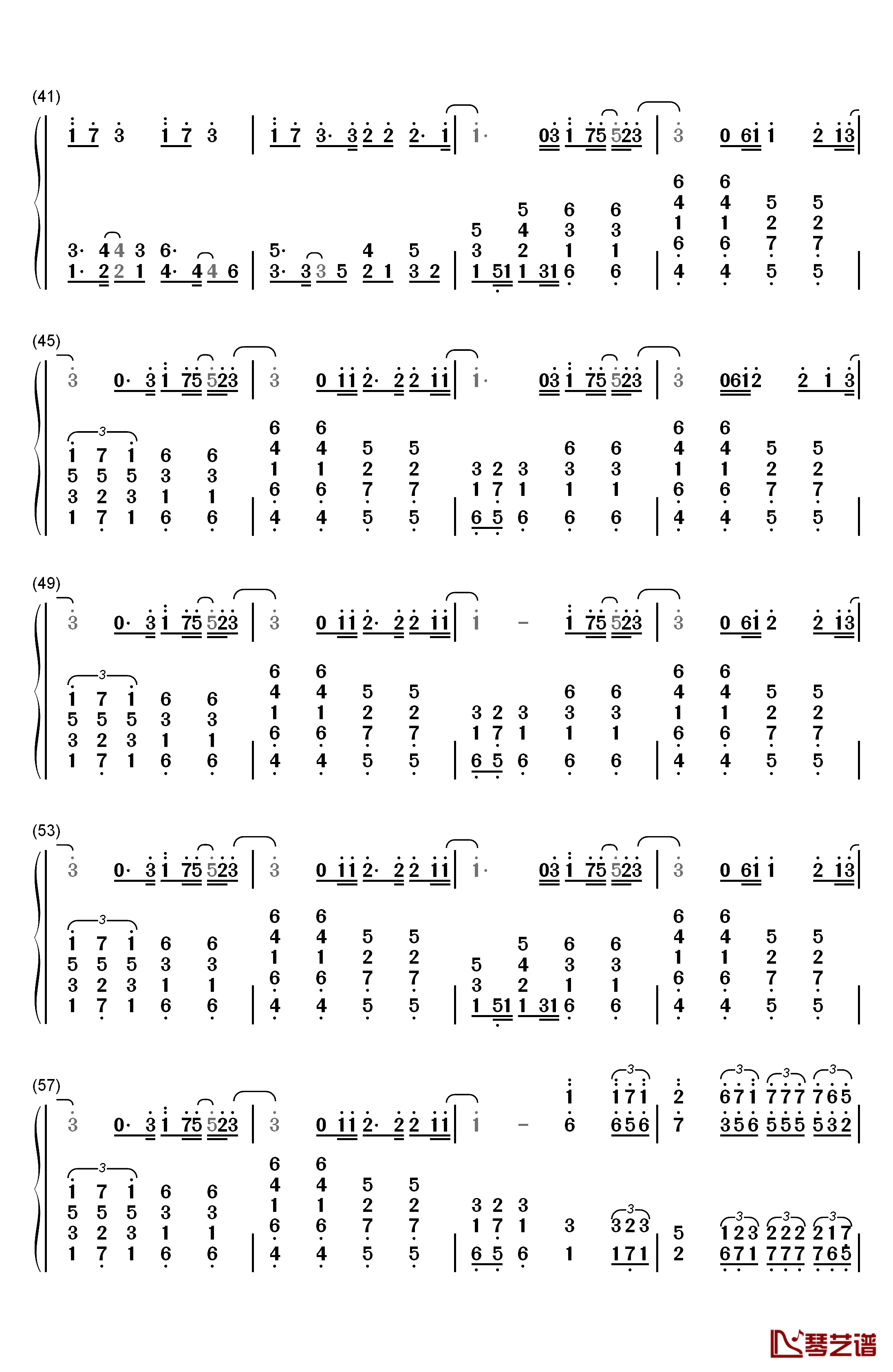 地球仪钢琴简谱-数字双手-松泽由美3