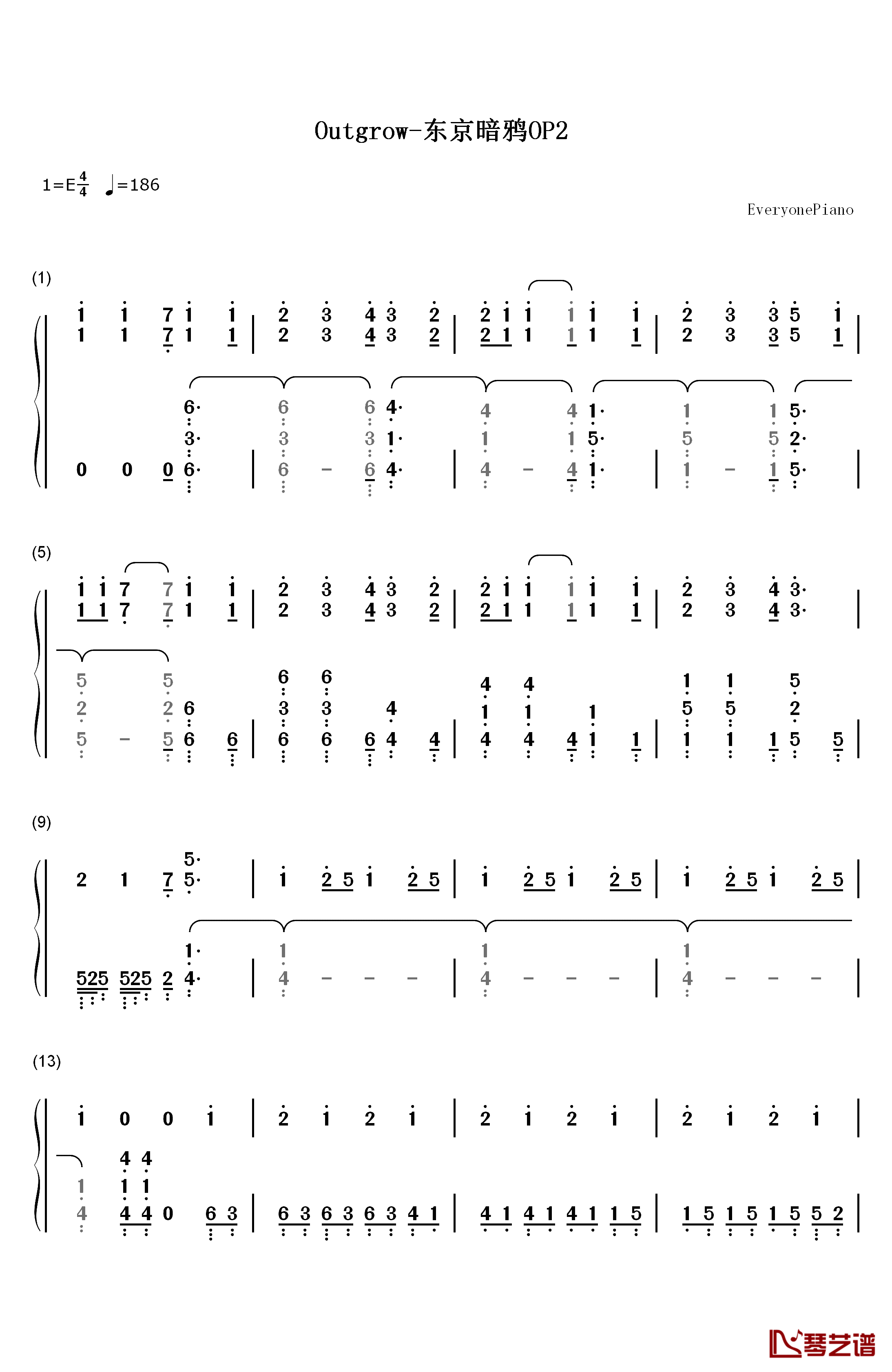 Outgrow钢琴简谱-数字双手-Gero1