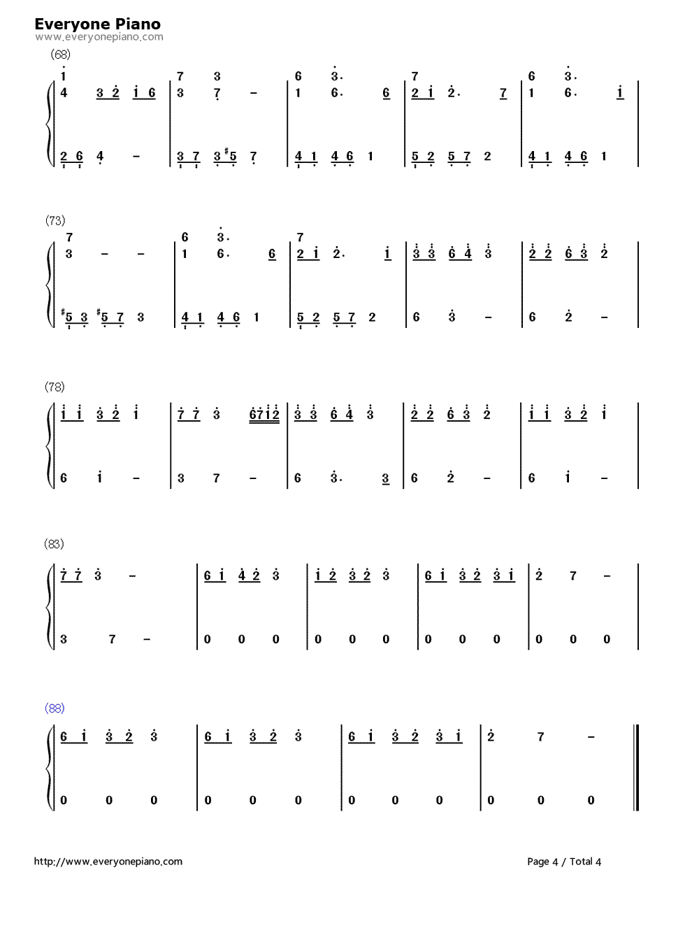 追梦人钢琴简谱-数字双手-神秘园4