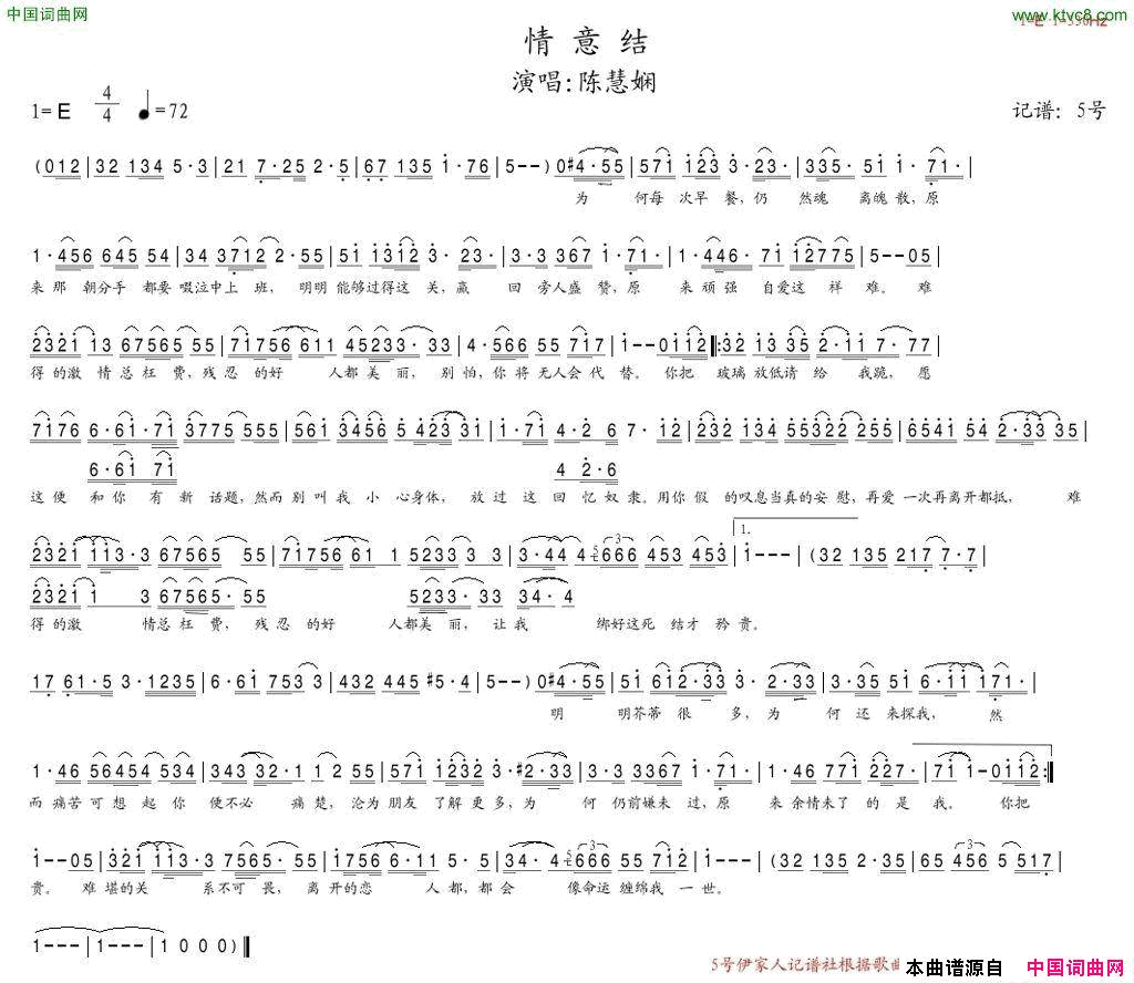 情意结简谱-陈慧娴演唱1
