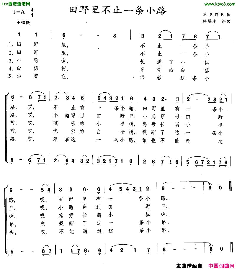 田野里不止一条小路[俄]简谱1