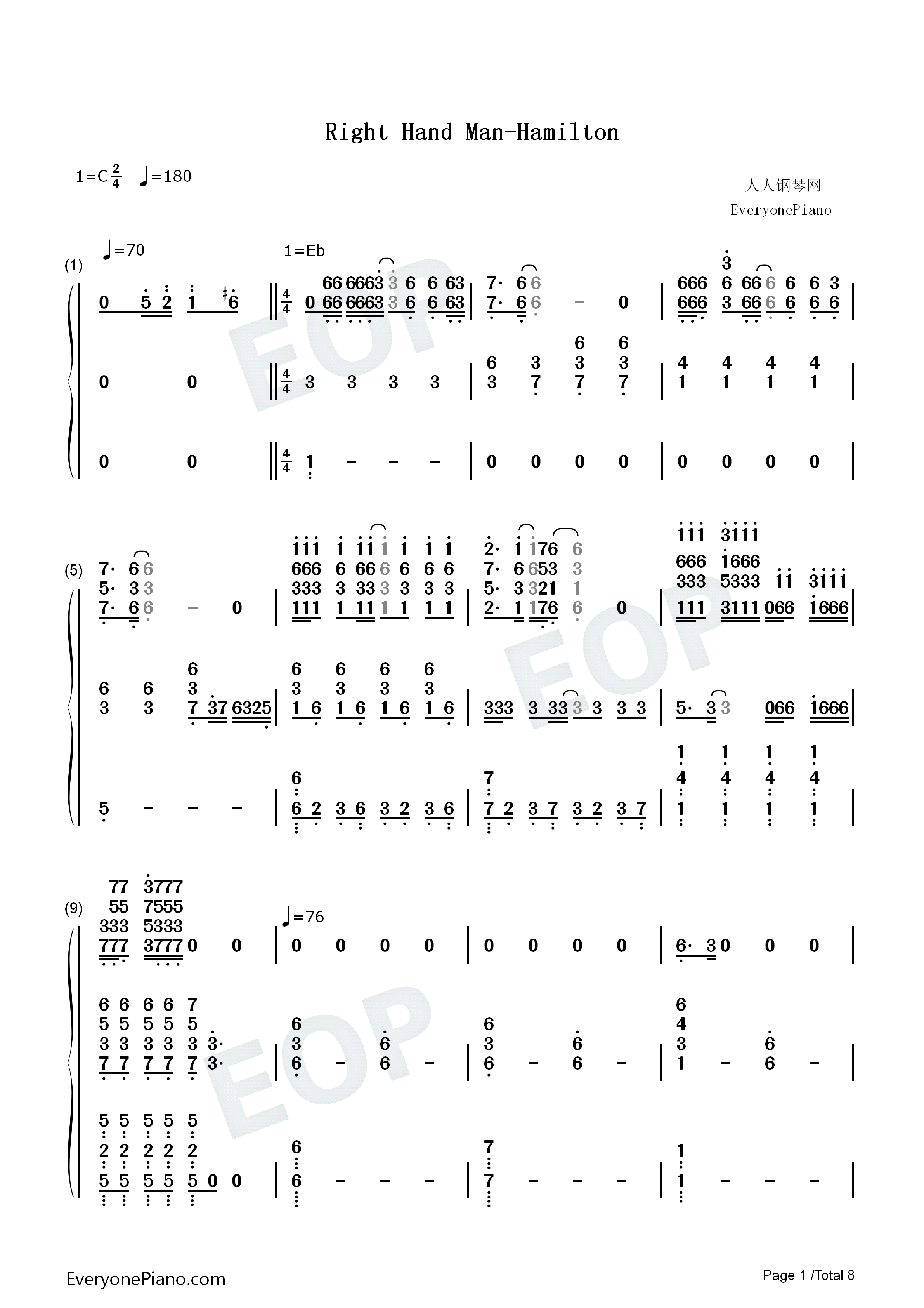 Right Hand Man钢琴简谱-Lin-Manuel Miranda演唱1
