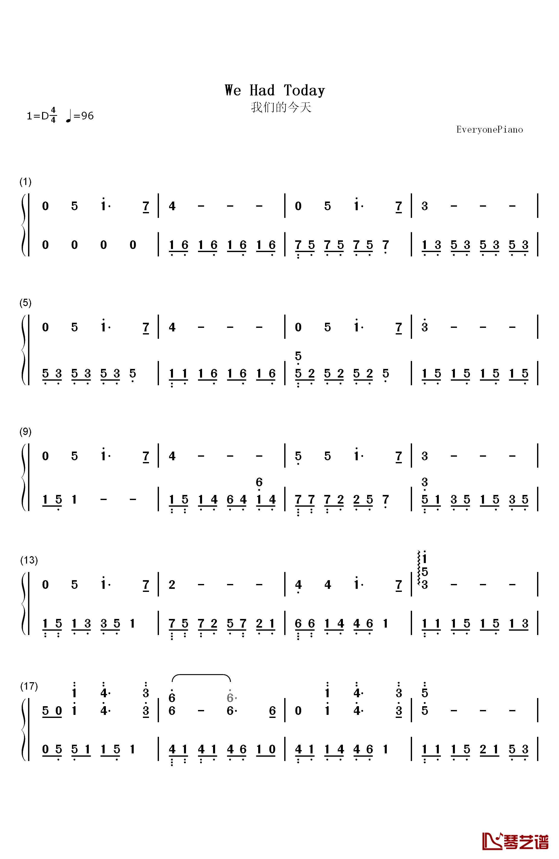 We Had Today钢琴简谱-数字双手-Rachel Portman1