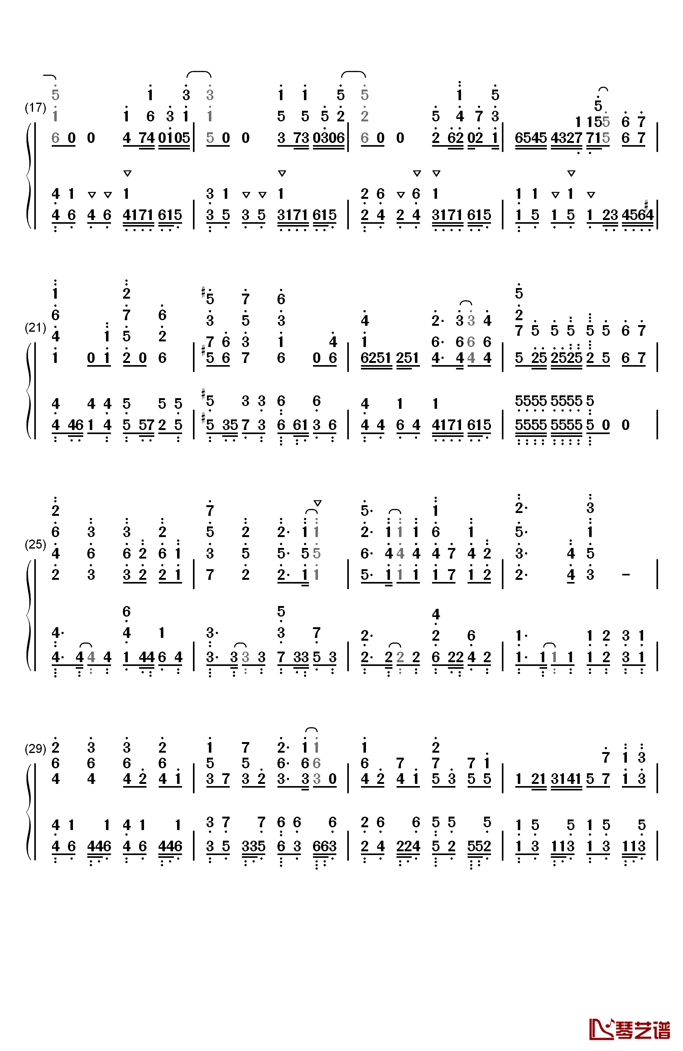 ハイステッパー钢琴简谱-数字双手-大原ゆい子2