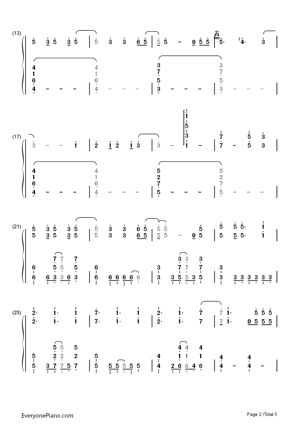 Brand钢琴简谱-数字双手-西泽幸奏2