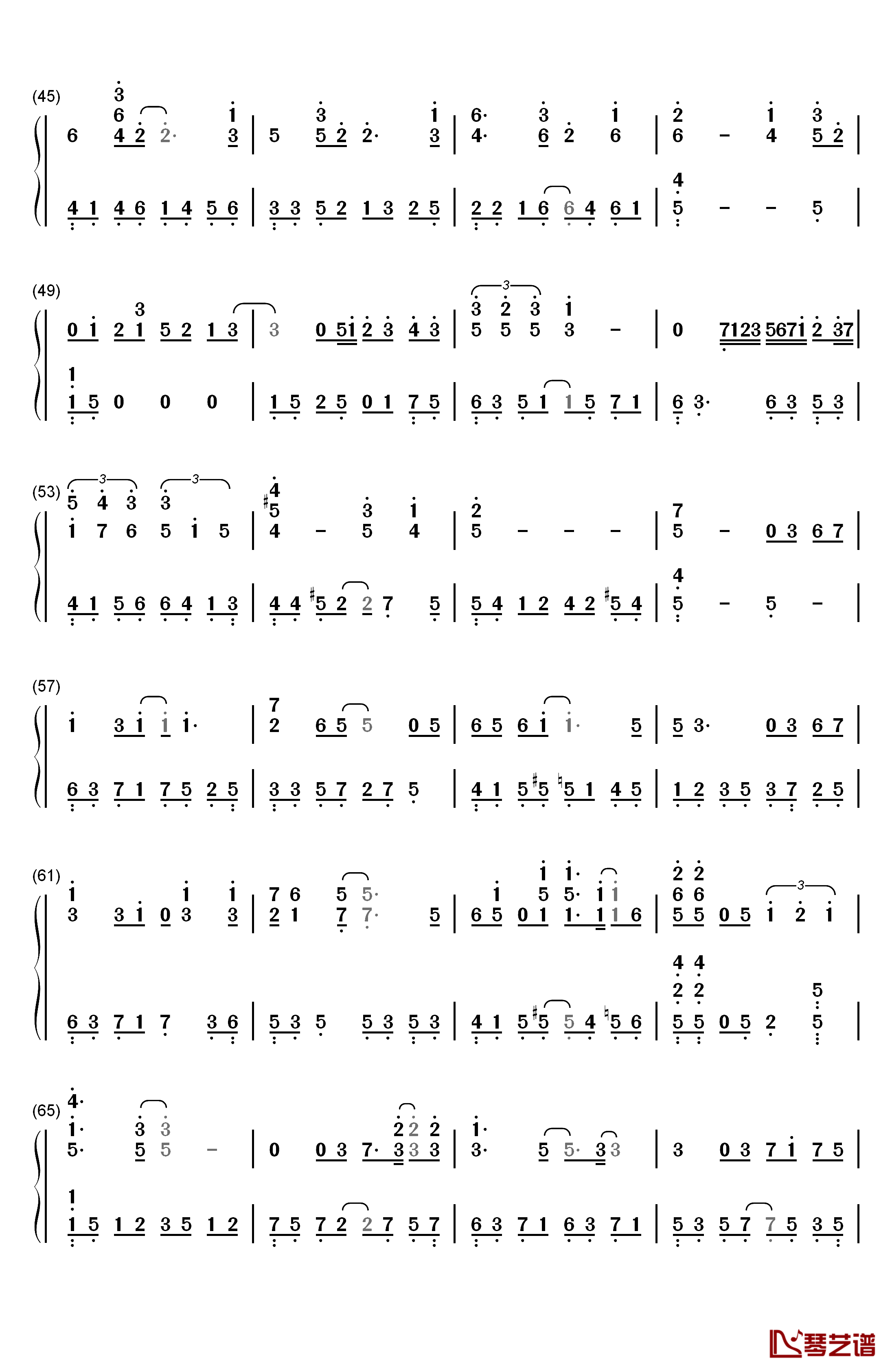 心如刀割钢琴简谱-数字双手-张学友3