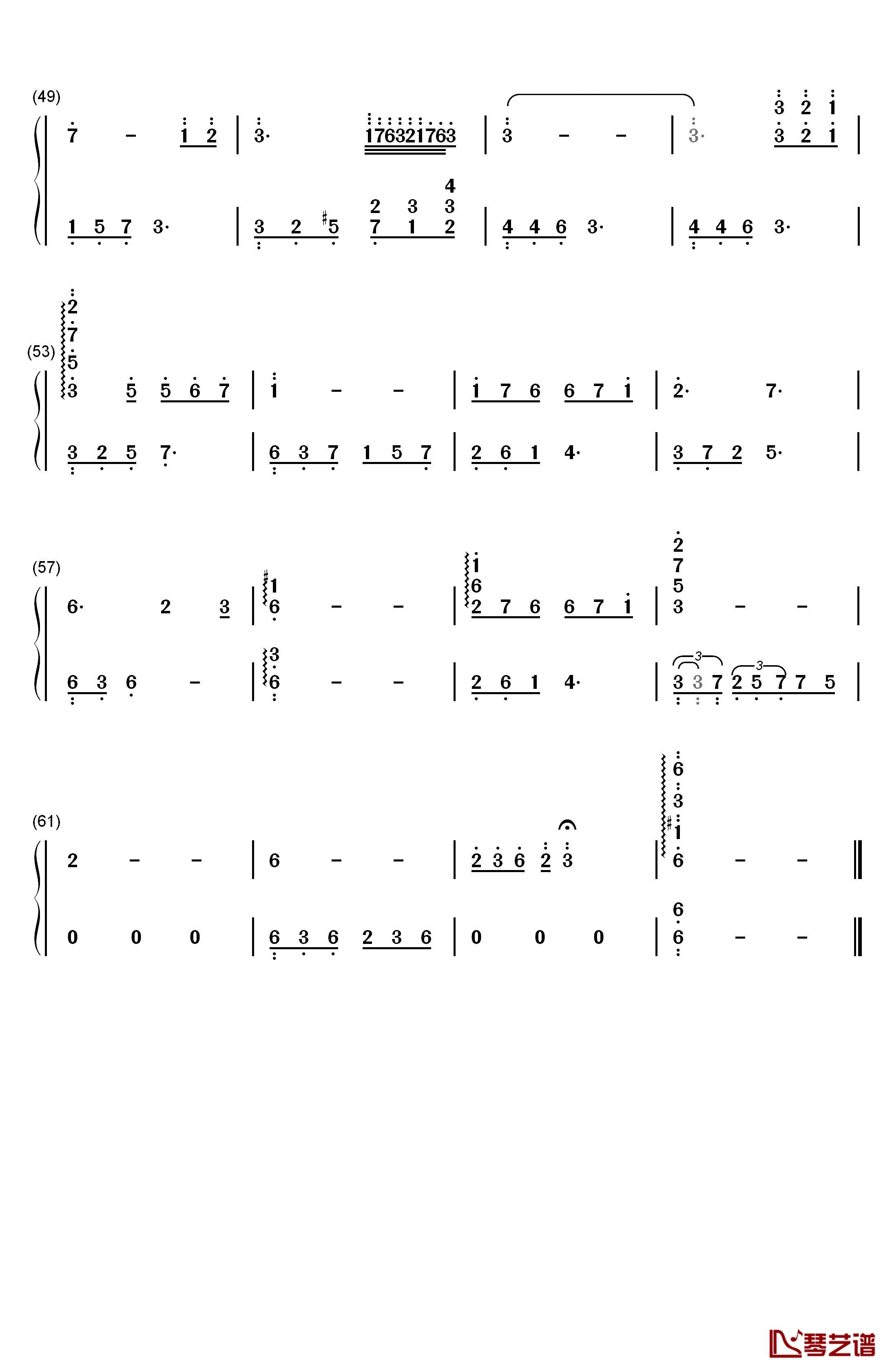 不痛钢琴简谱-数字双手-樊凡3