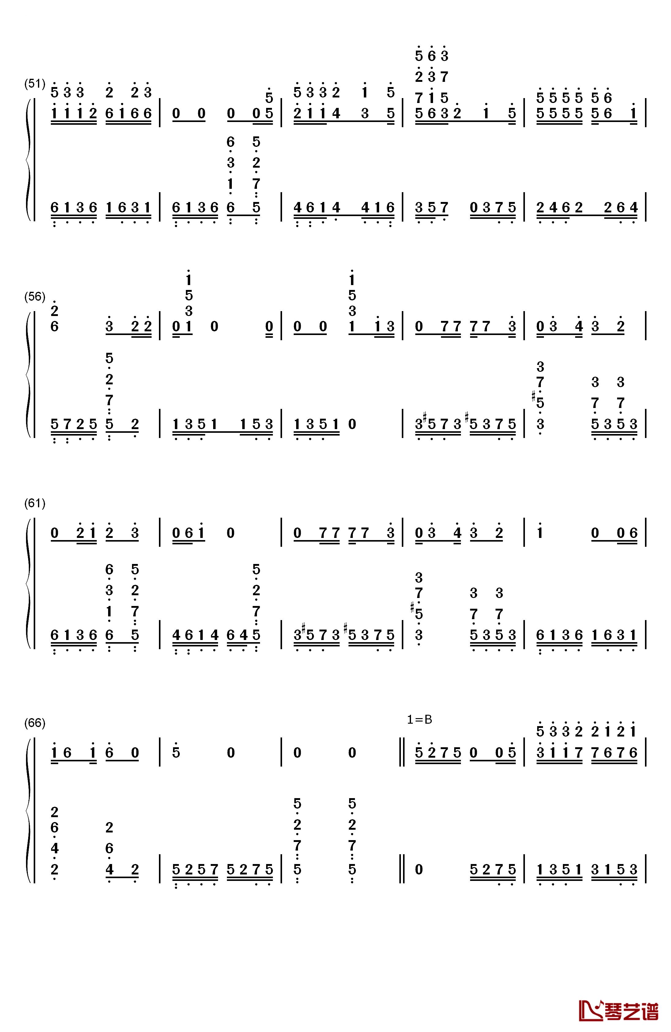 趁早钢琴简谱-数字双手-张宇3