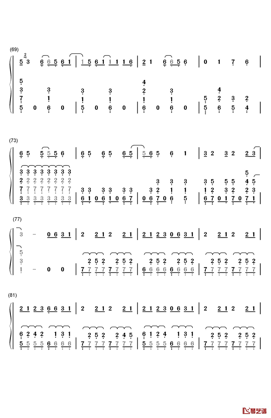 权御天下钢琴简谱-数字双手-洛天依5