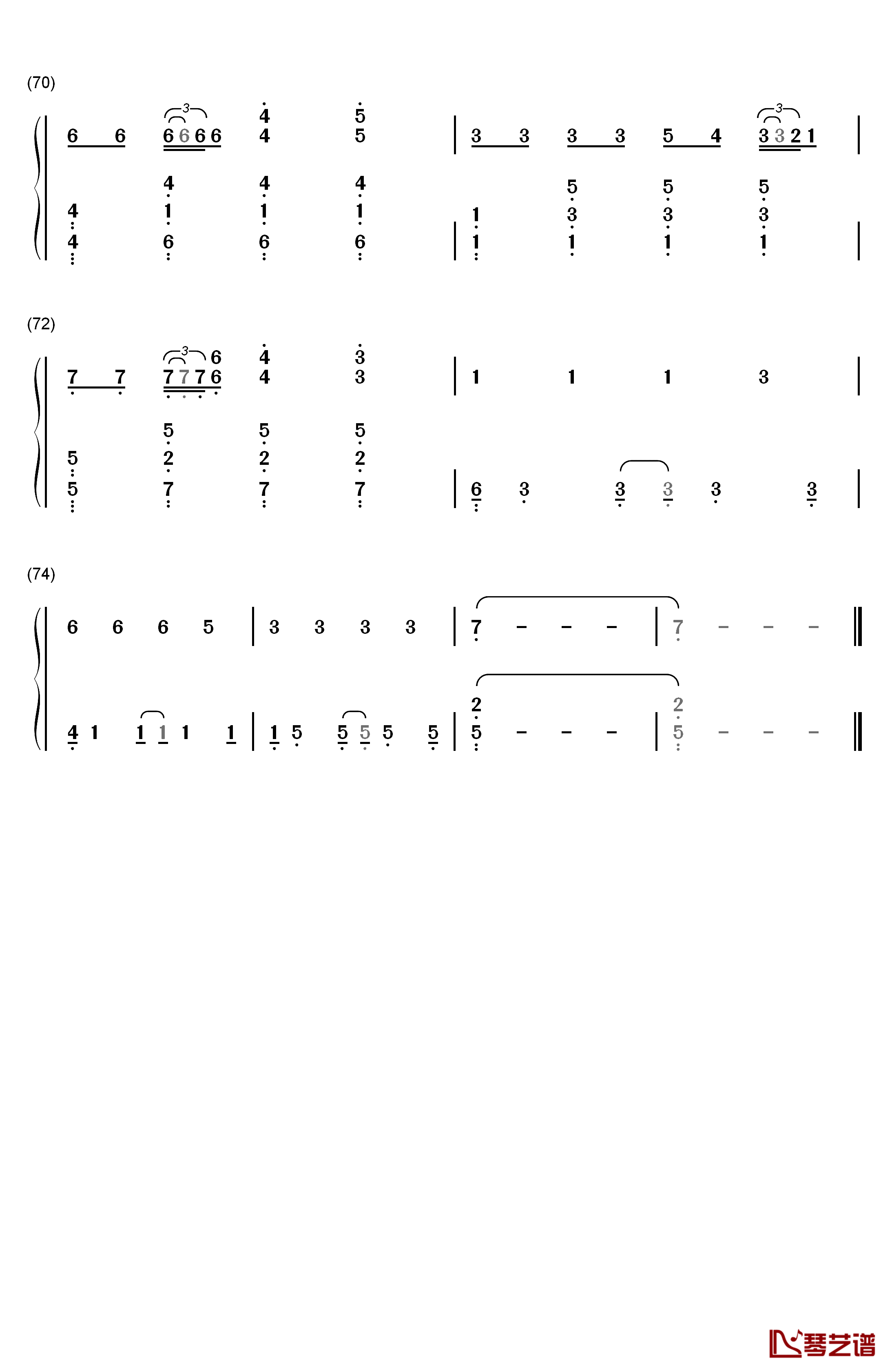 Faded钢琴简谱-数字双手-Alan Walker5