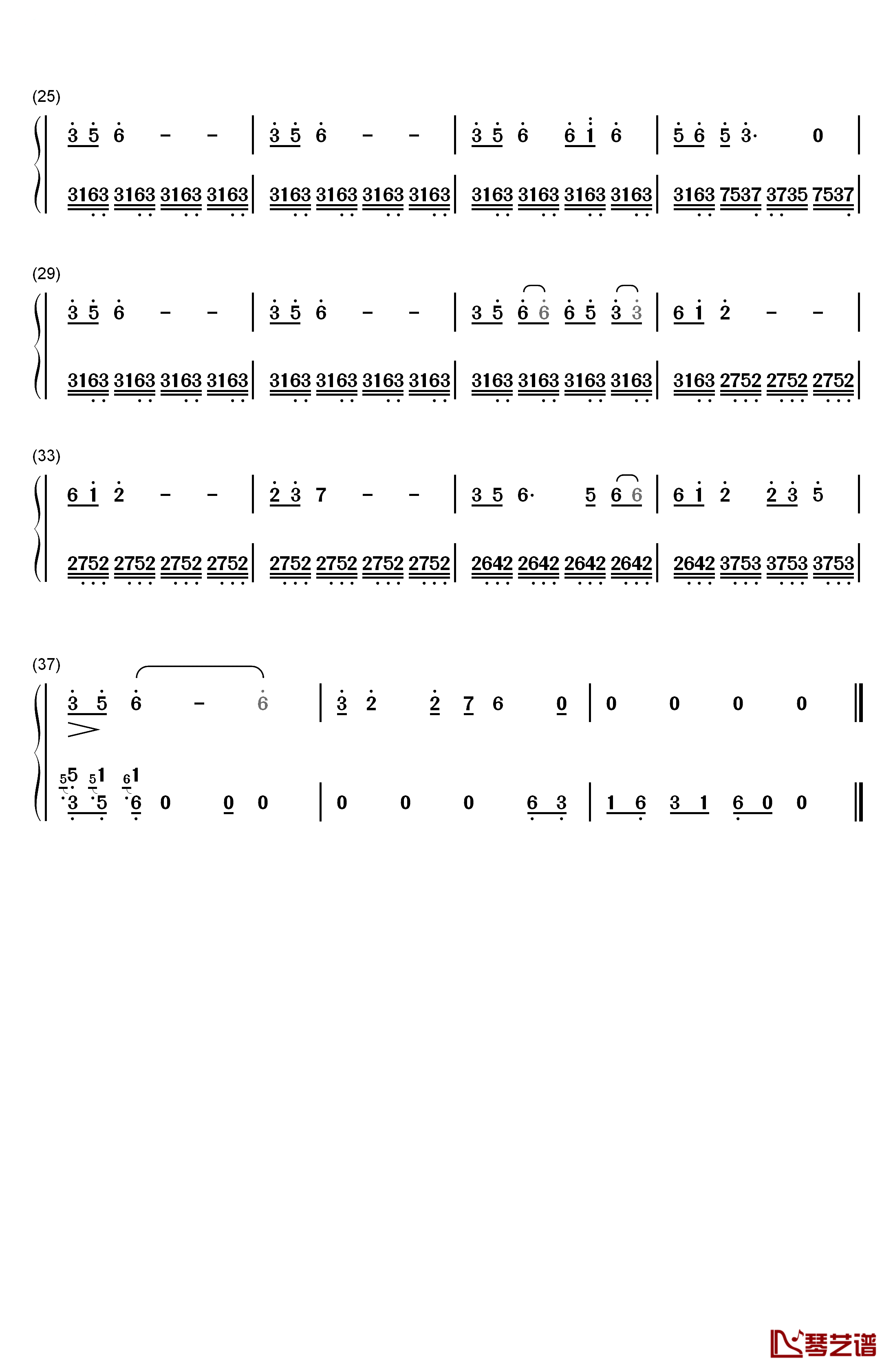 为了谁钢琴简谱-数字双手-祖海2